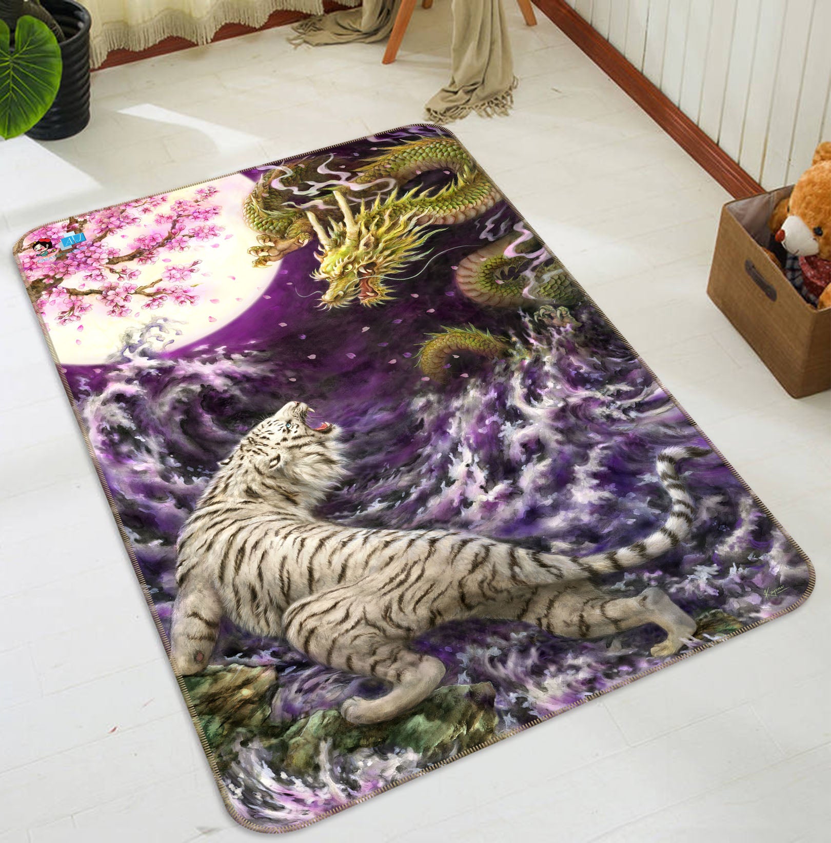 3D Tiger Dragon 5762 Kayomi Harai Rug Non Slip Rug Mat