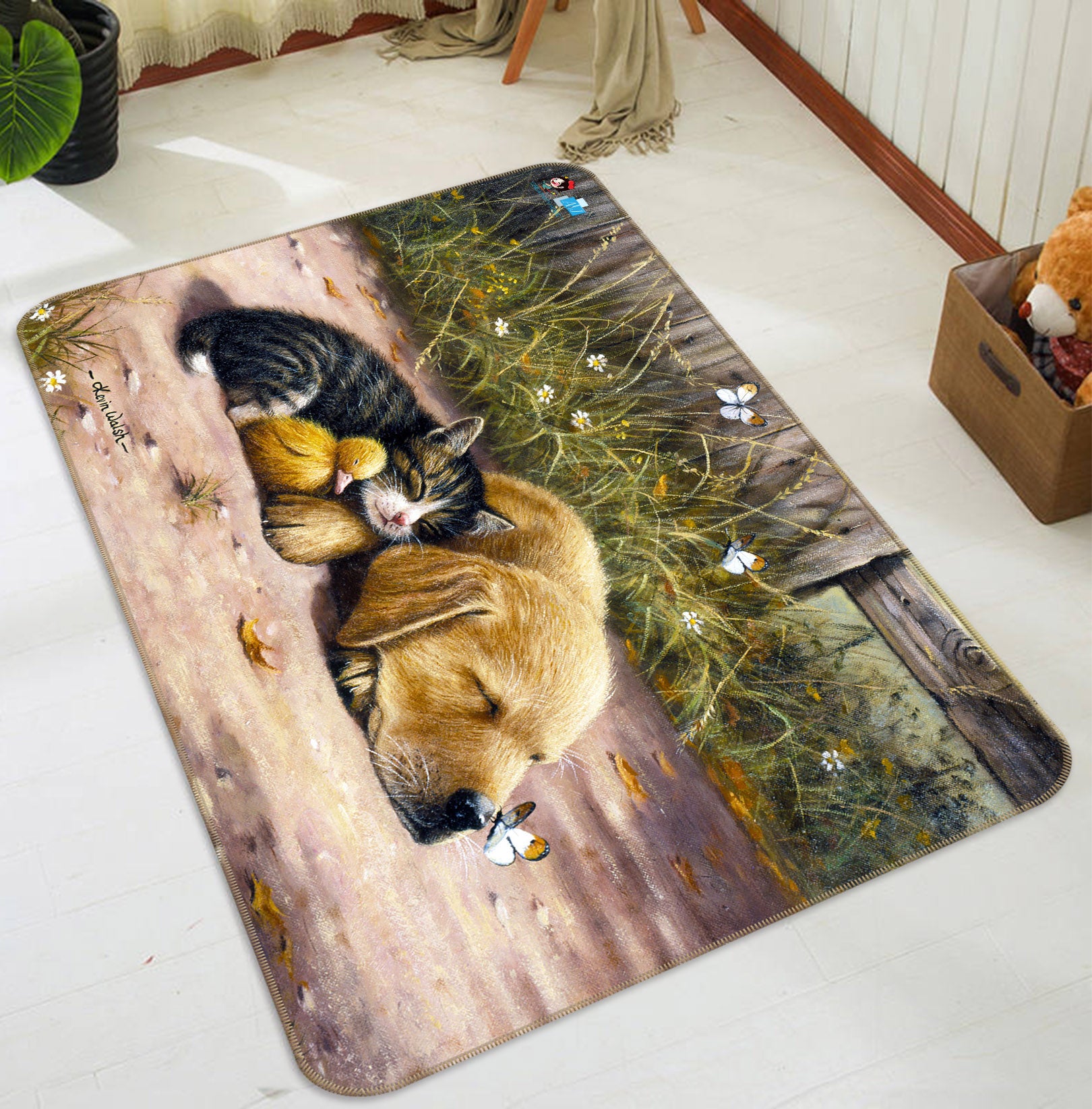 3D Animal Friend 002 Kevin Walsh Rug Non Slip Rug Mat