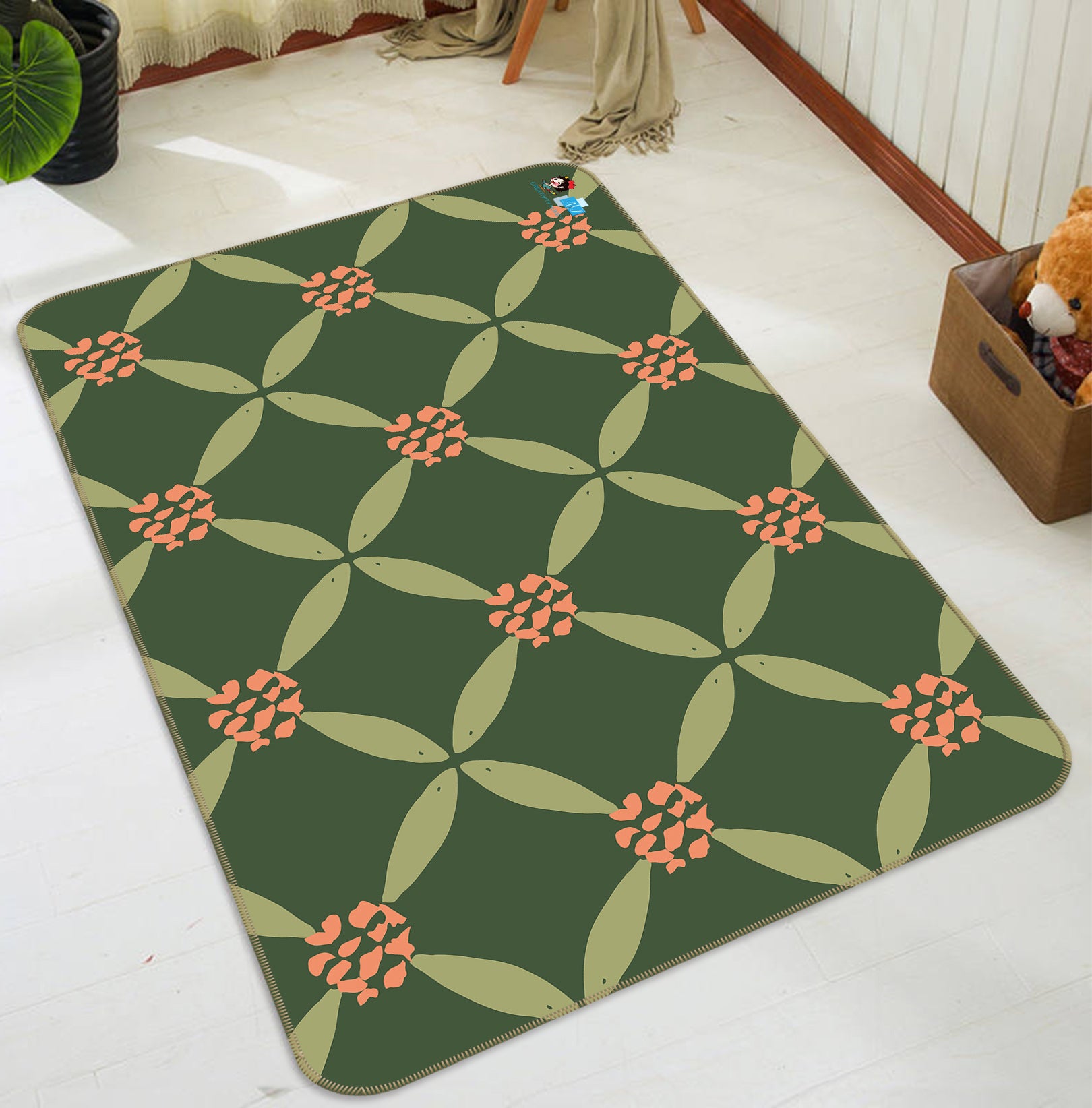 3D Green Pattern 10756 Kashmira Jayaprakash Rug Non Slip Rug Mat