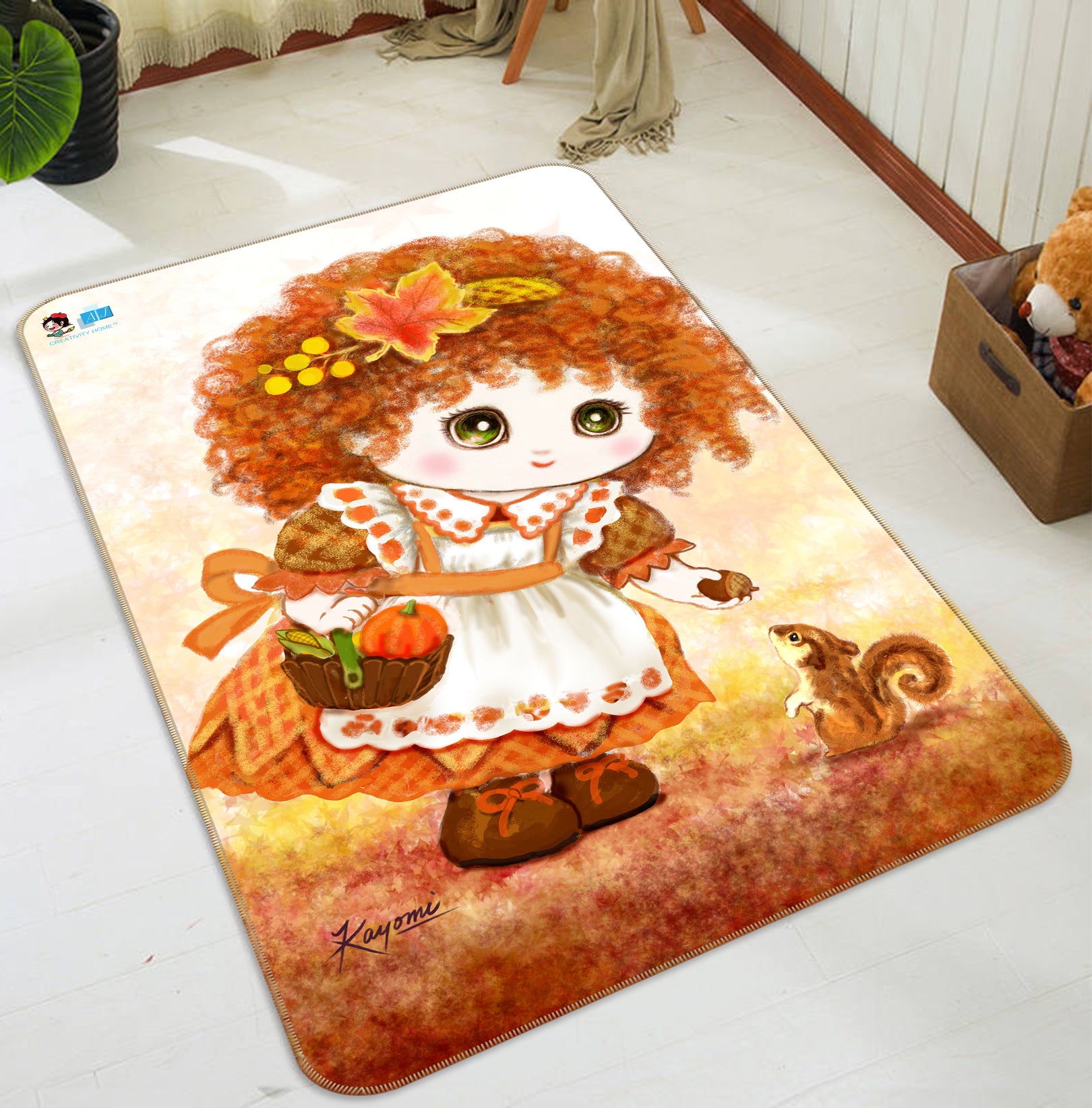 3D Maple Leaf Girl 5678 Kayomi Harai Rug Non Slip Rug Mat