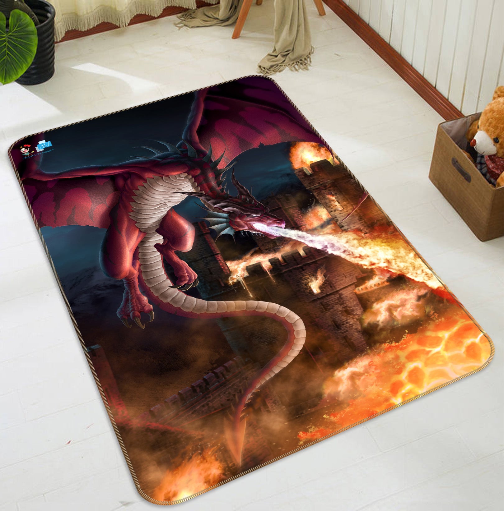 3D Dragon Spitfire 4122 Tom Wood Rug Non Slip Rug Mat