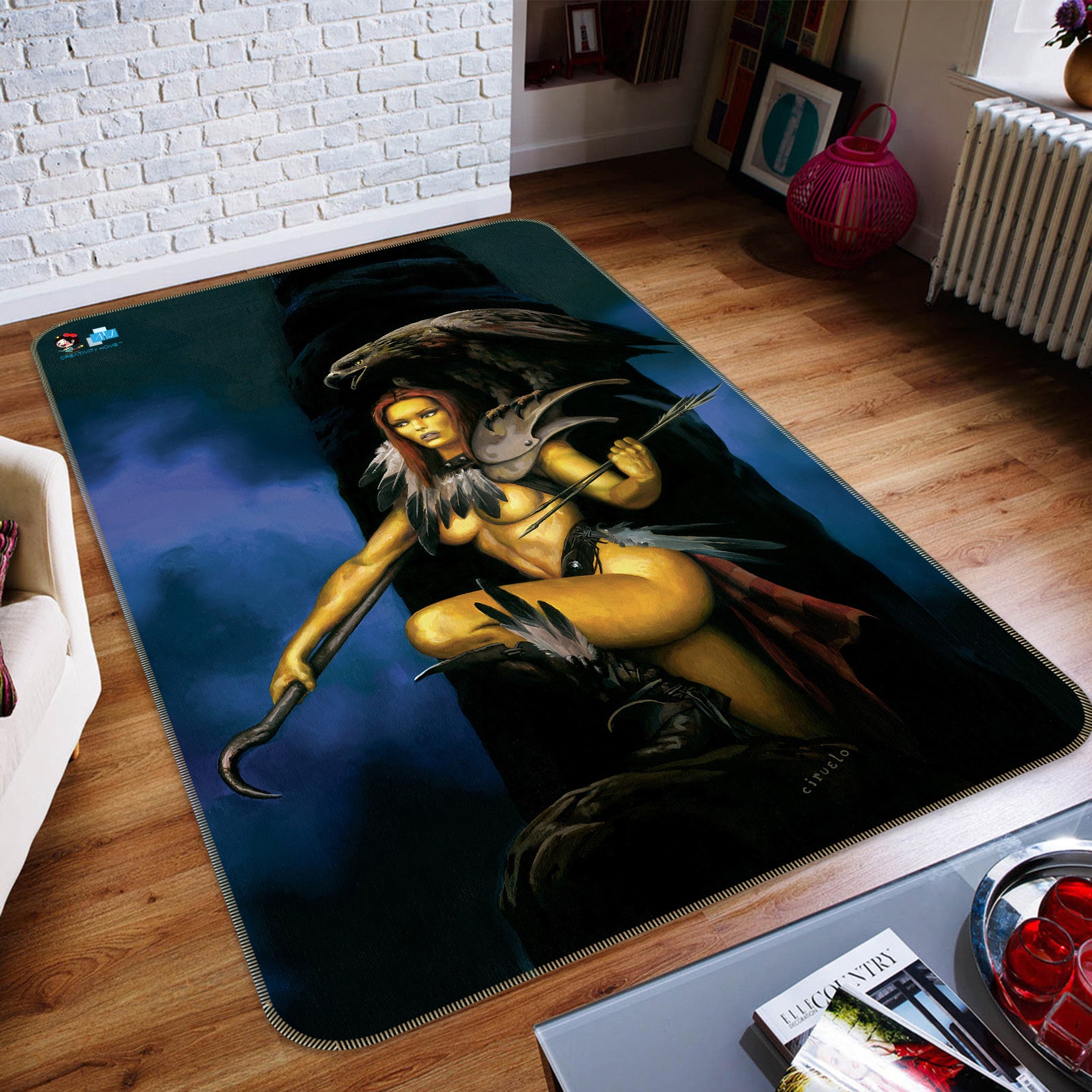 3D Eagle Woman 6007 Ciruelo Rug Non Slip Rug Mat