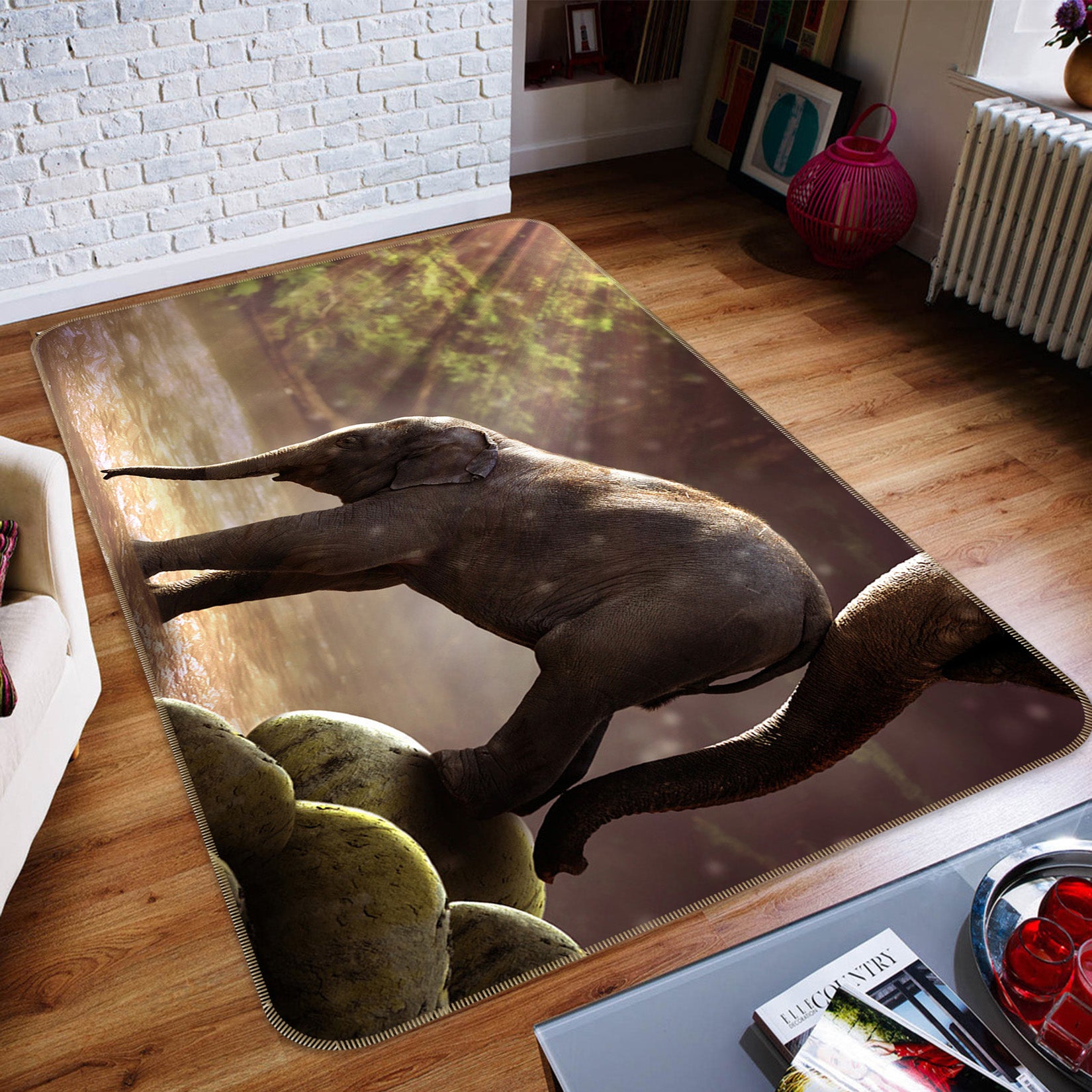 3D Elephant 82093 Animal Non Slip Rug Mat