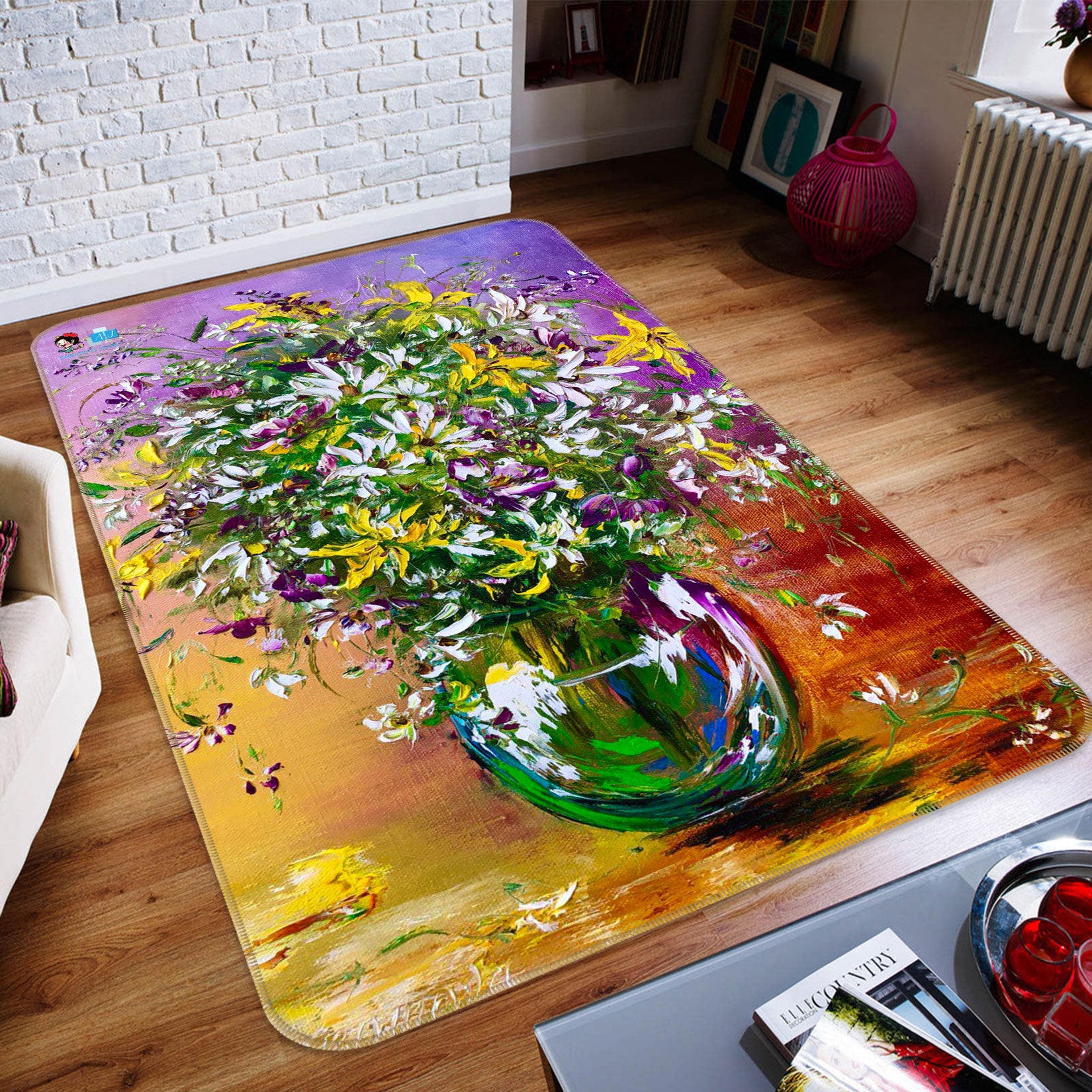 3D Colorful Bouquet 1153 Skromova Marina Rug Non Slip Rug Mat