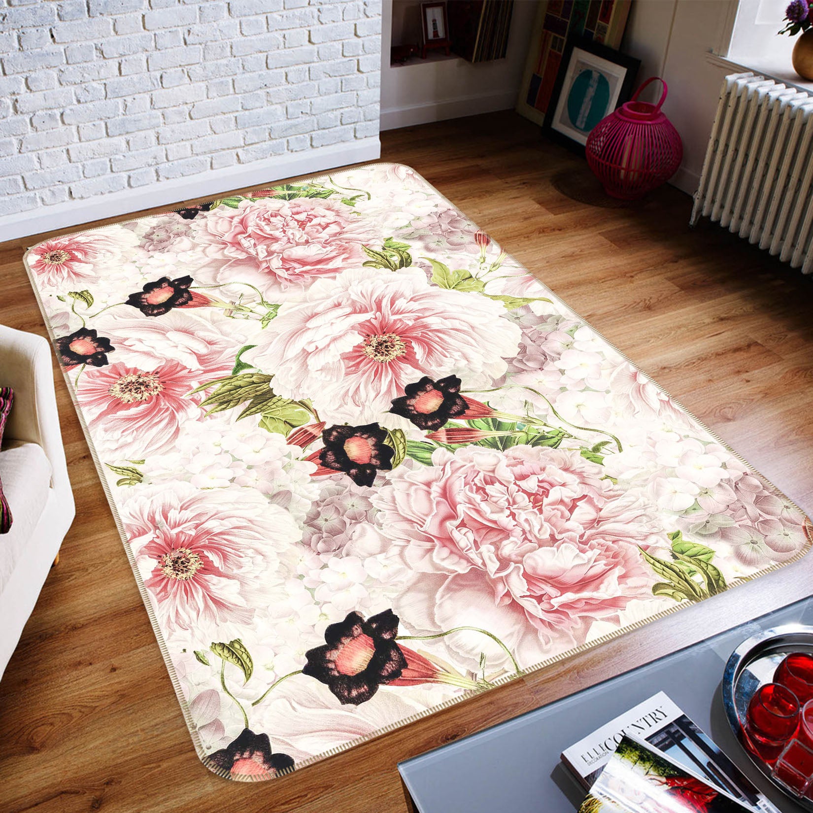 3D Romantic Flowers 127 Uta Naumann Rug Non Slip Rug Mat