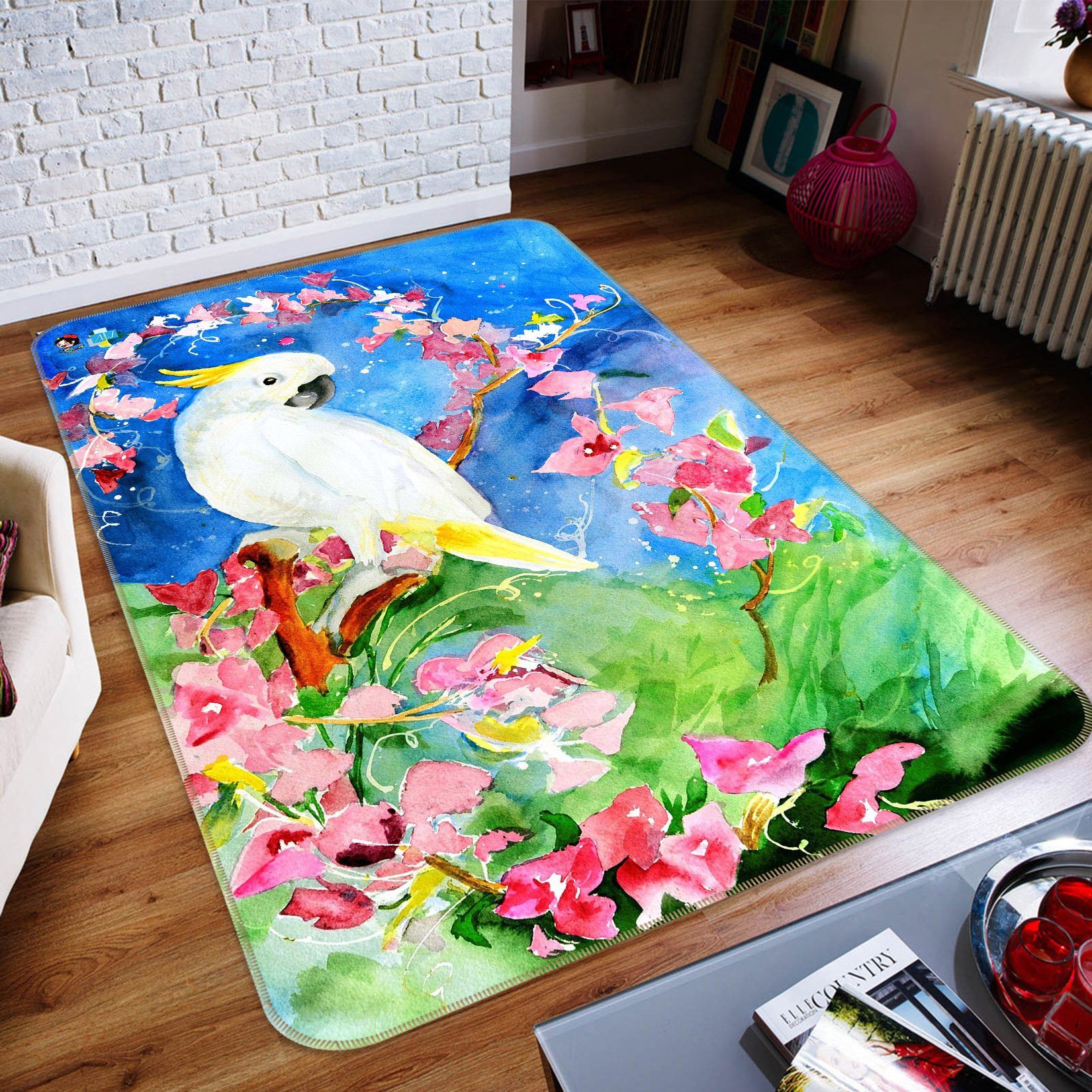 3D White Parrot 043 Non Slip Rug Mat Mat AJ Creativity Home 