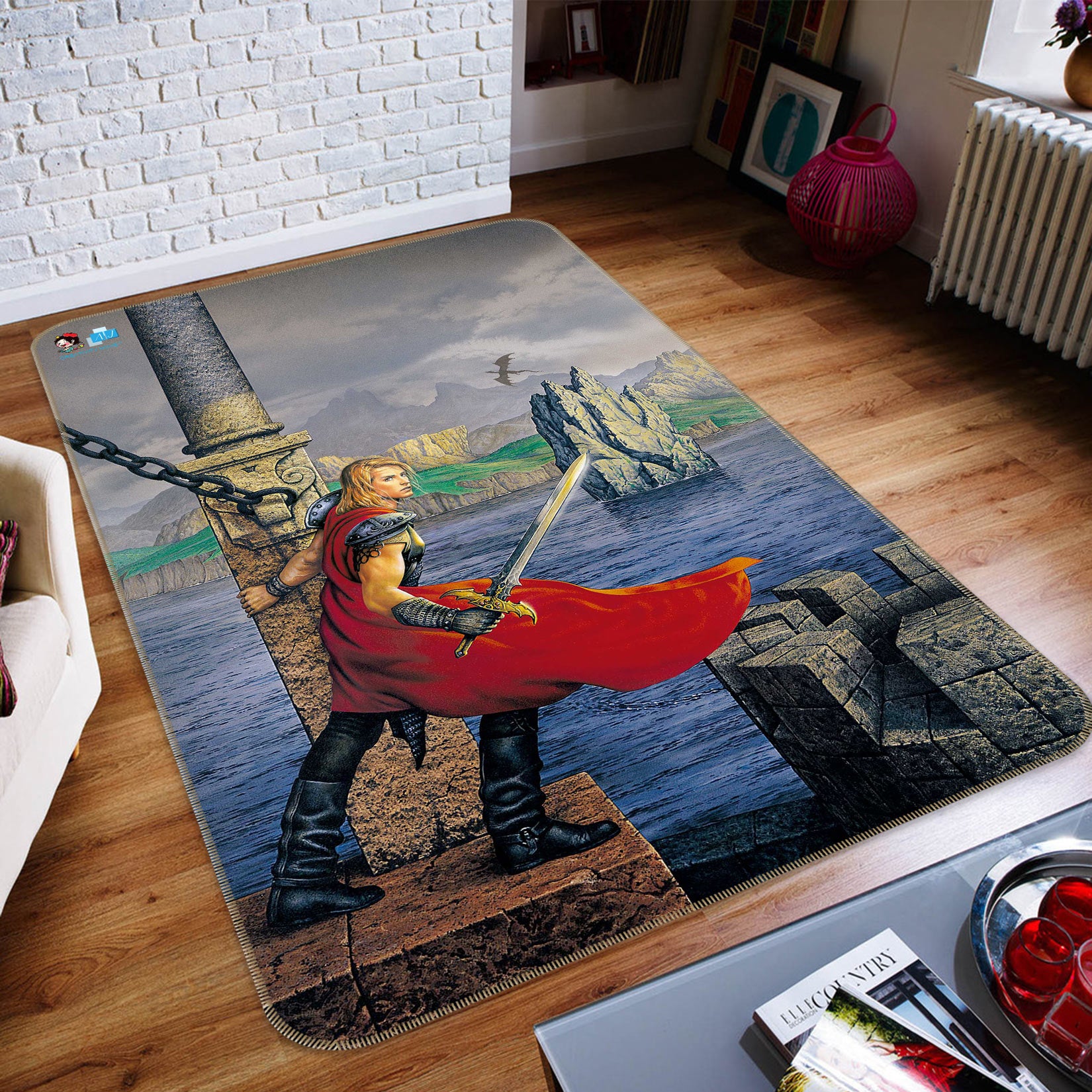 3D River Tower Top Soldier 5196 Ciruelo Rug Non Slip Rug Mat