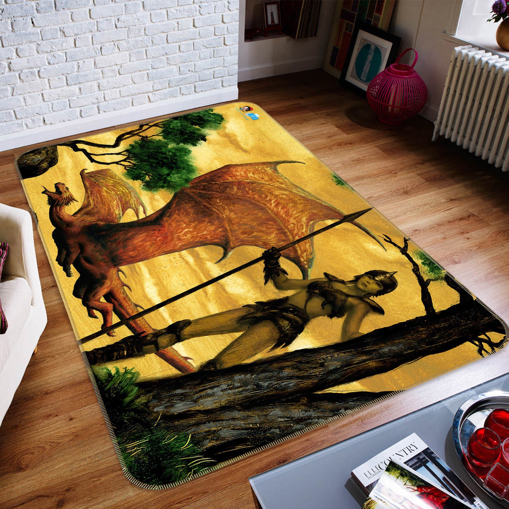 3D Pterosaur 5158 Ciruelo Rug Non Slip Rug Mat