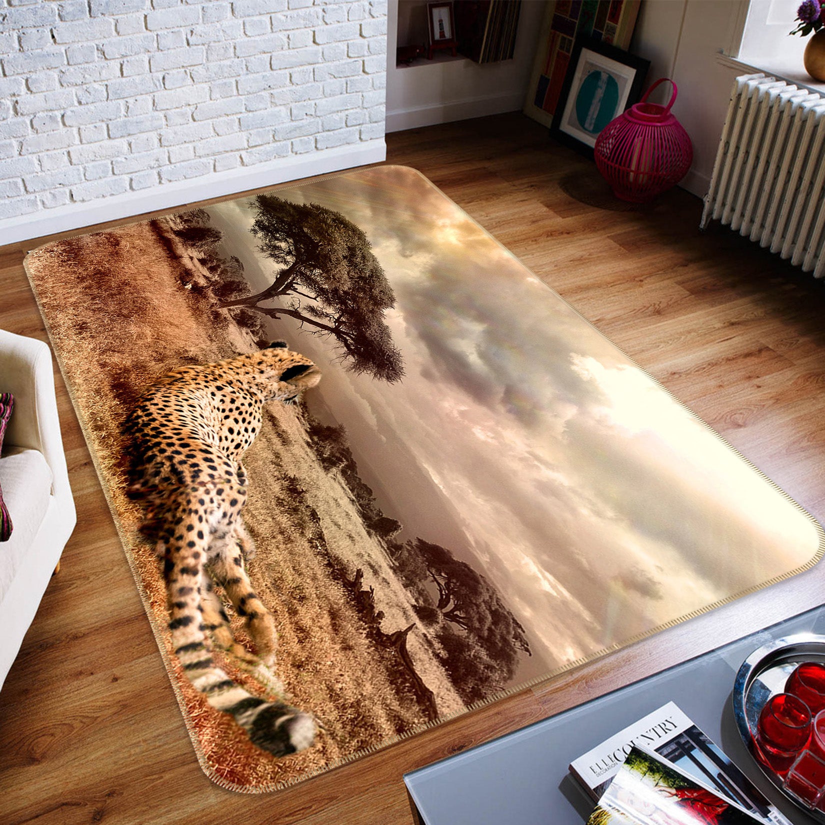 3D Trees Leopard 82084 Animal Non Slip Rug Mat