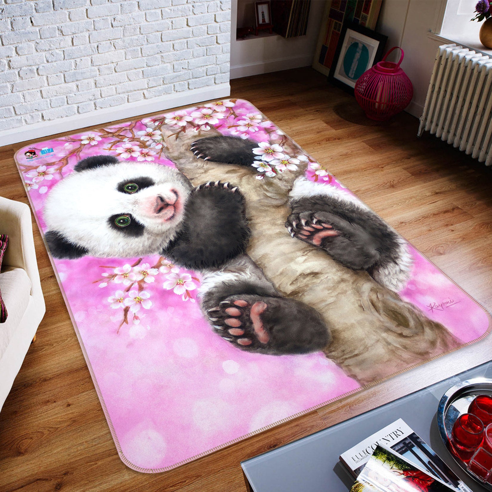 3D Peach Tree Panda 5755 Kayomi Harai Rug Non Slip Rug Mat