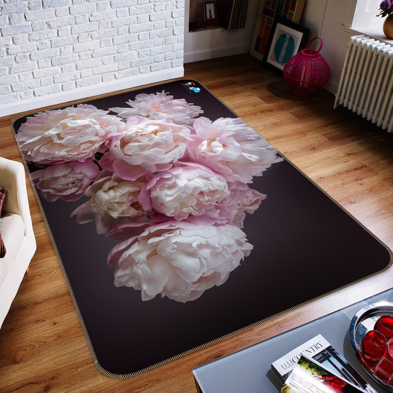 3D Pink Bouquet 6822 Assaf Frank Rug Non Slip Rug Mat