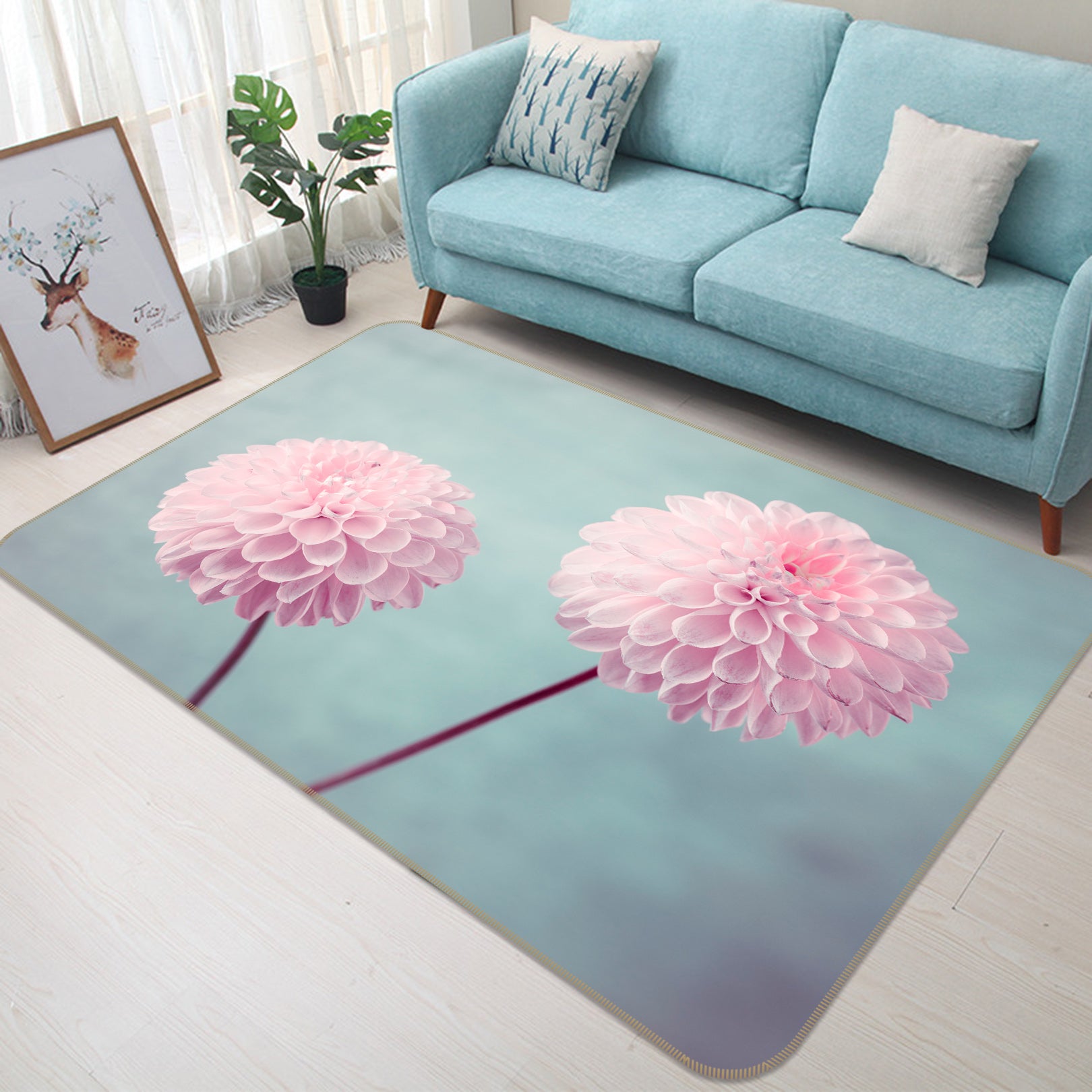 3D Pink Flowers 83252 Assaf Frank Rug Non Slip Rug Mat