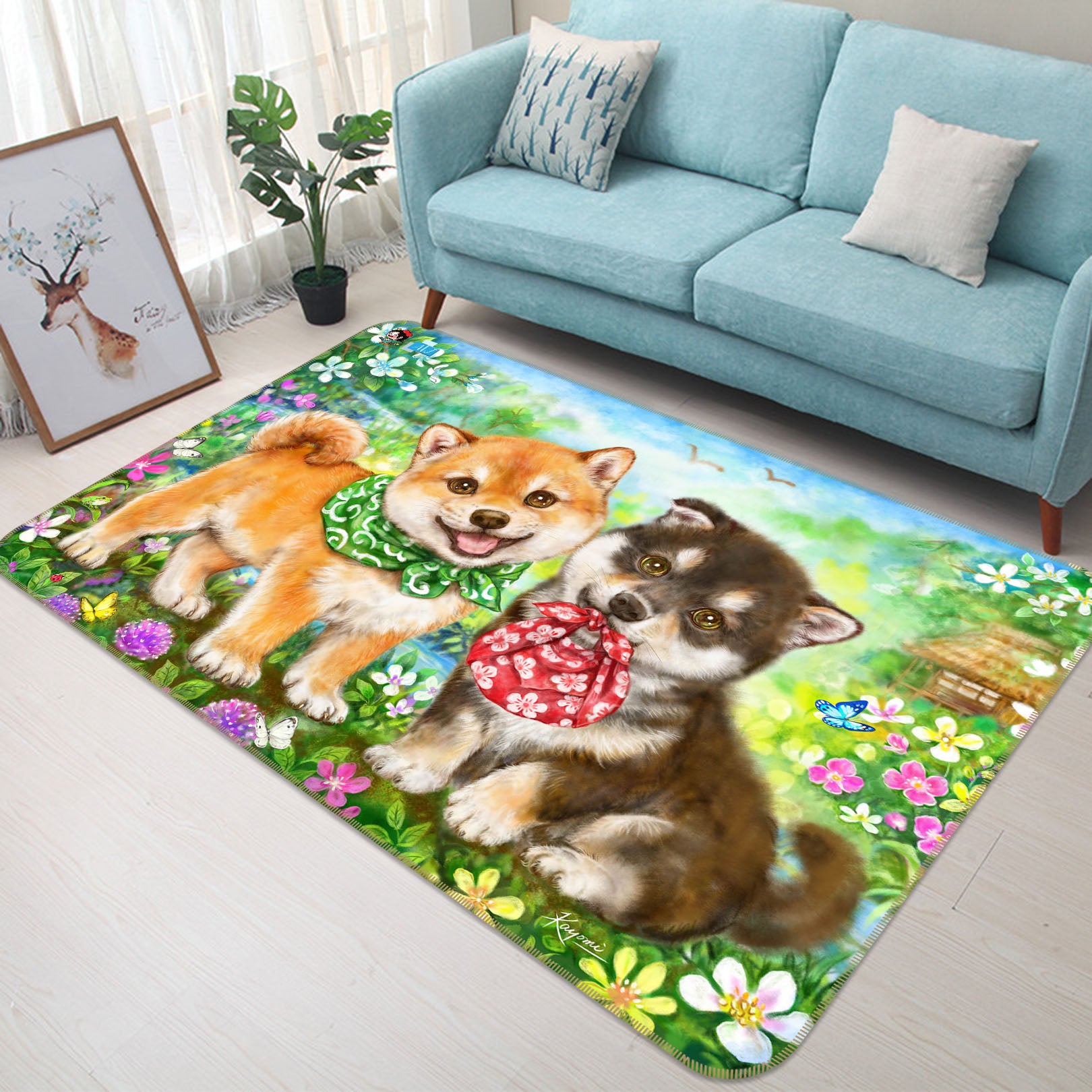 3D Cute Garden Dog 5628 Kayomi Harai Rug Non Slip Rug Mat