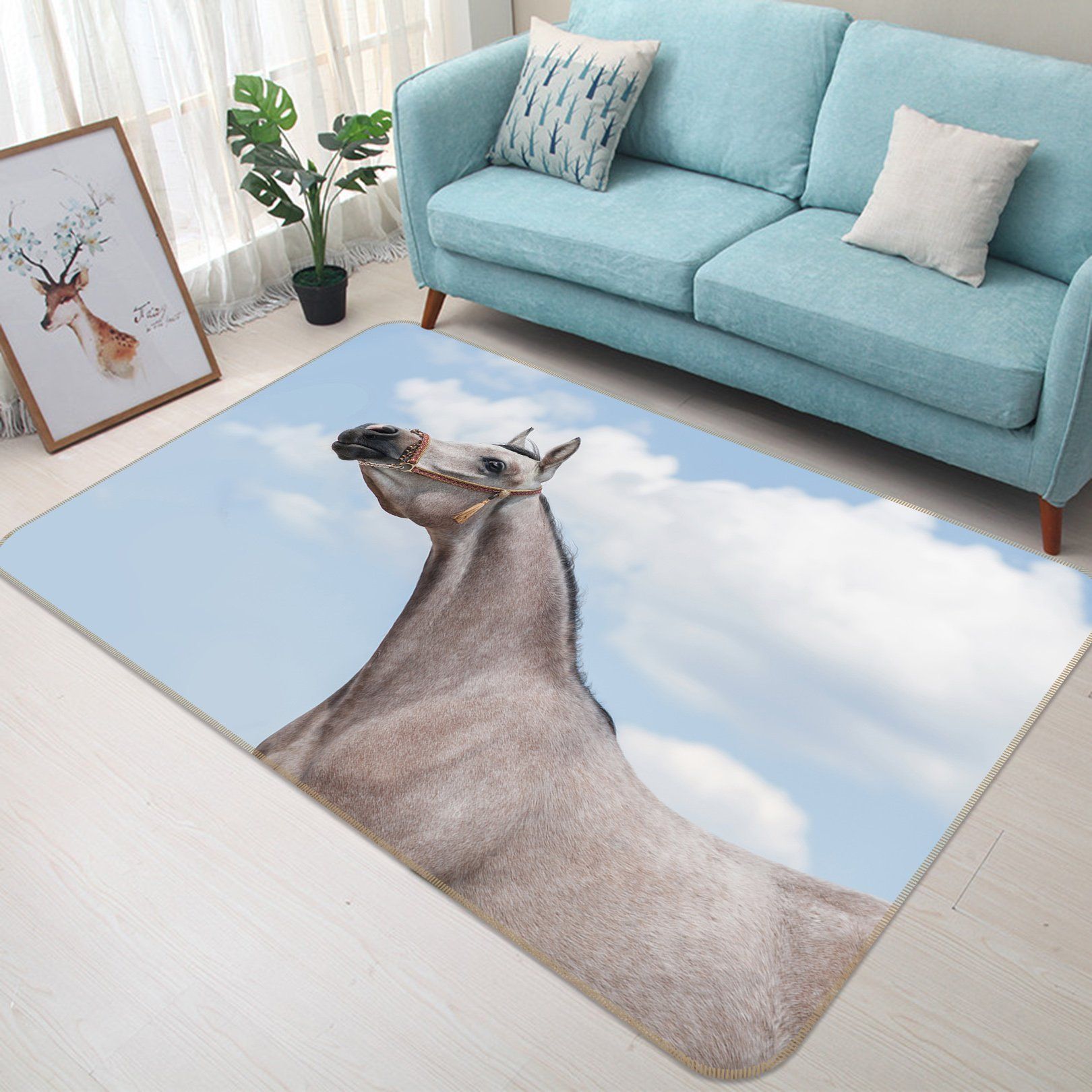 3D Blue Sky Horse 599 Animal Non Slip Rug Mat Mat AJ Creativity Home 