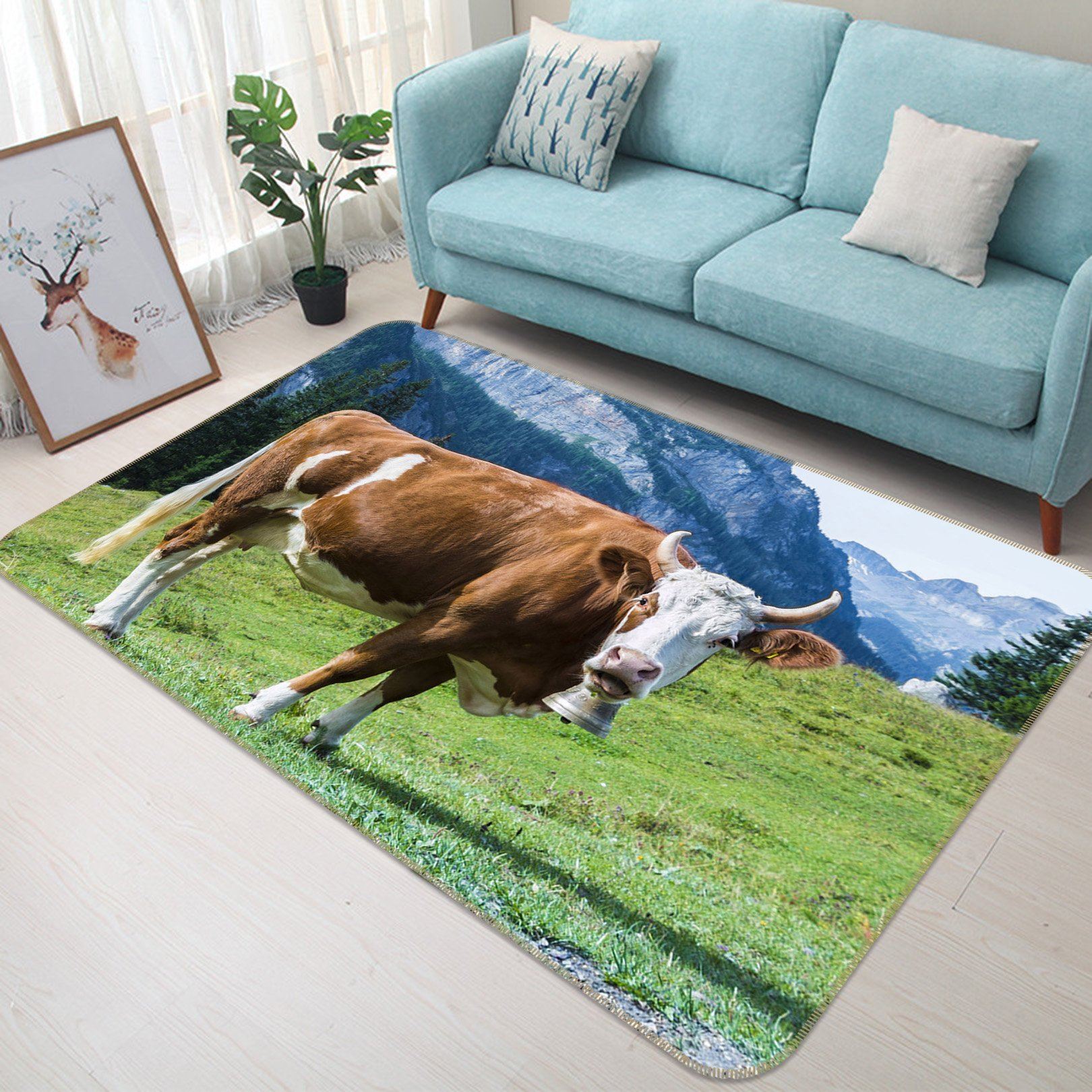 3D Grass Cow 565 Animal Non Slip Rug Mat Mat AJ Creativity Home 