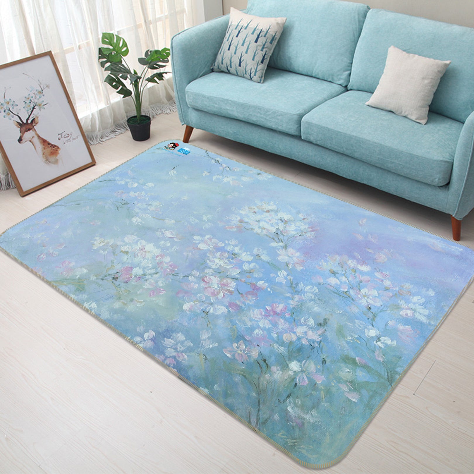 3D Floral Pattern 1012 Debi Coules Rug Non Slip Rug Mat