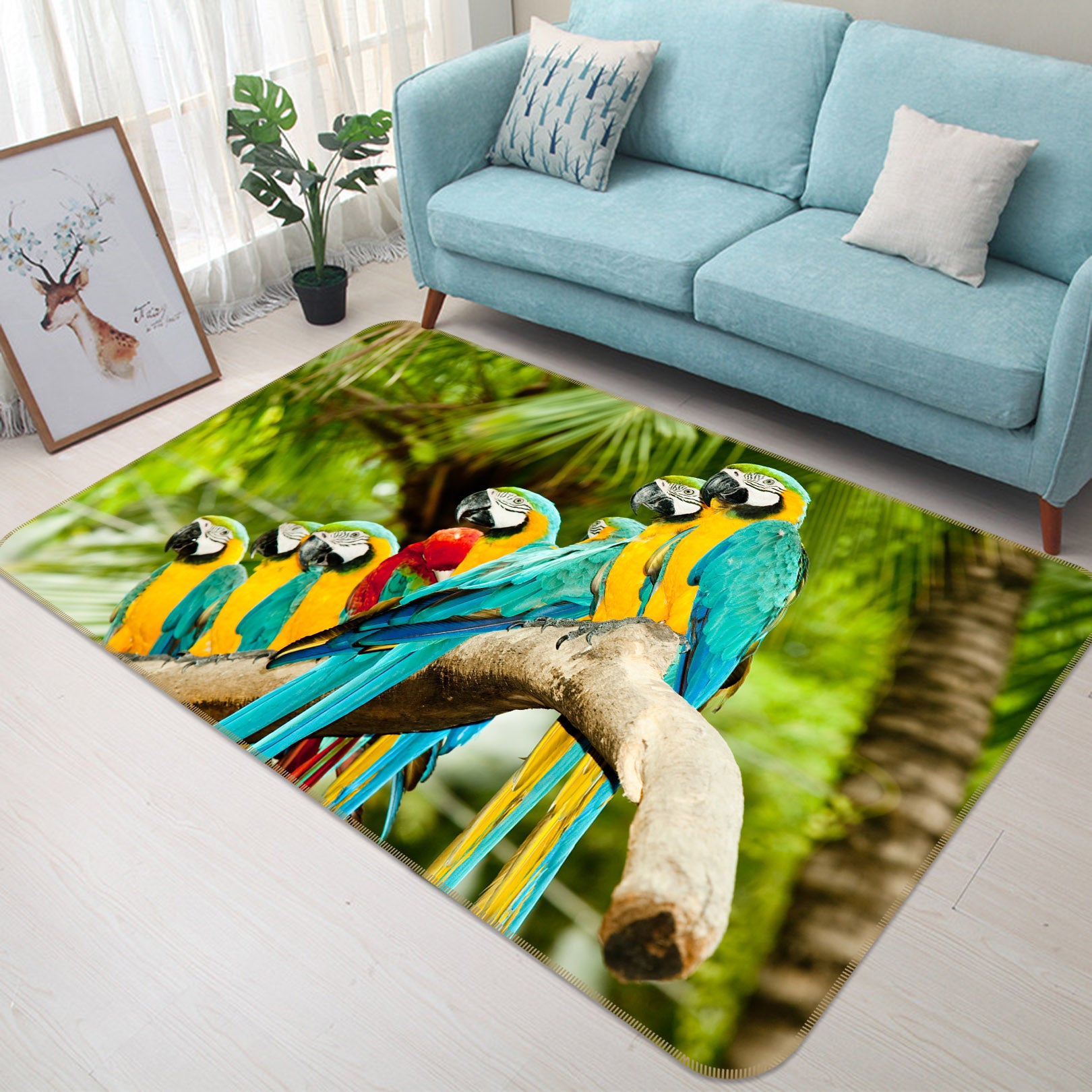 3D Branch Parrot 69002 Animal Non Slip Rug Mat