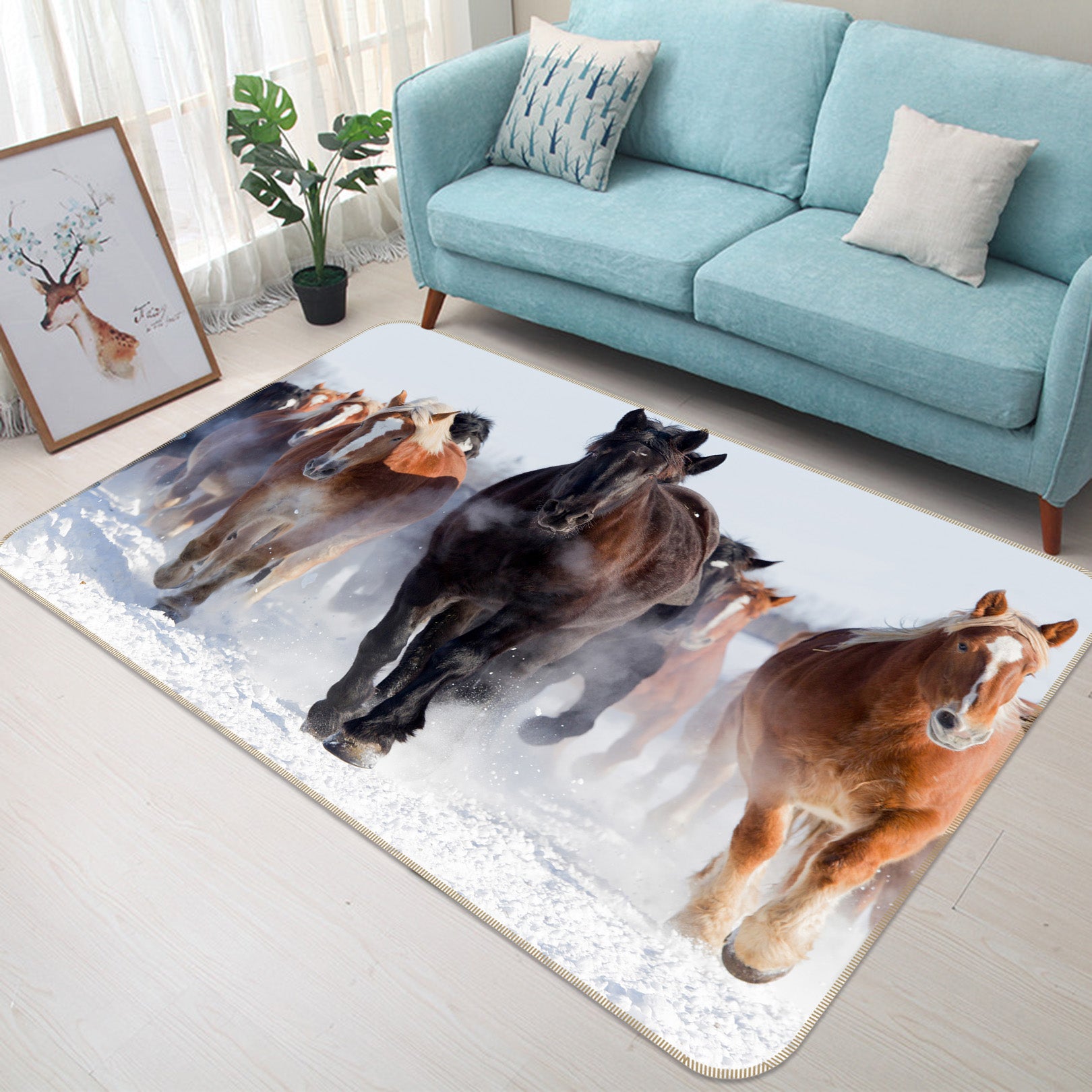 3D Horse Group 38130 Animal Non Slip Rug Mat