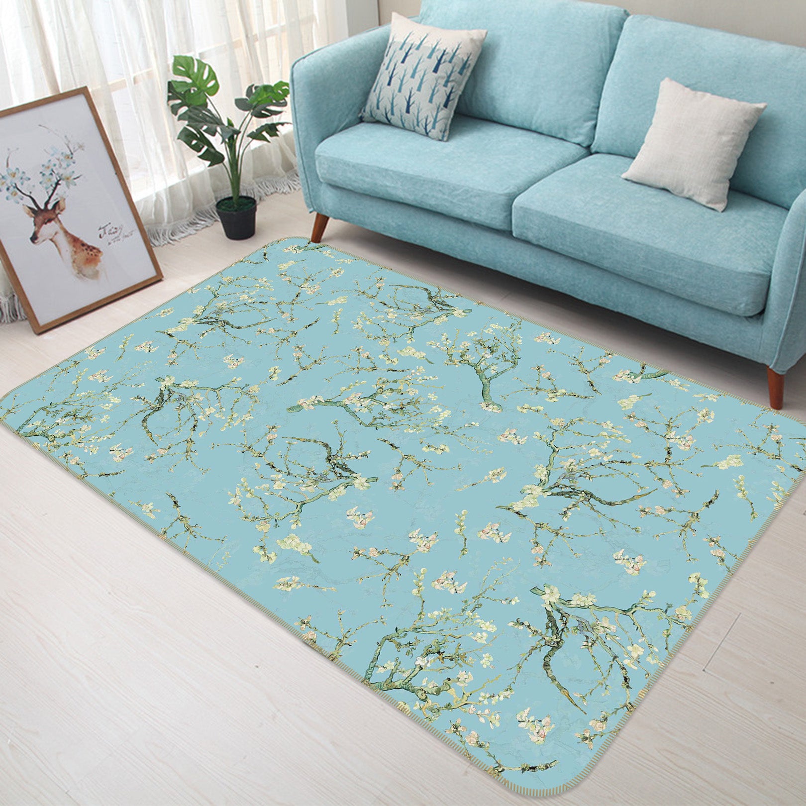 3D Small White Flower 146 Uta Naumann Rug Non Slip Rug Mat