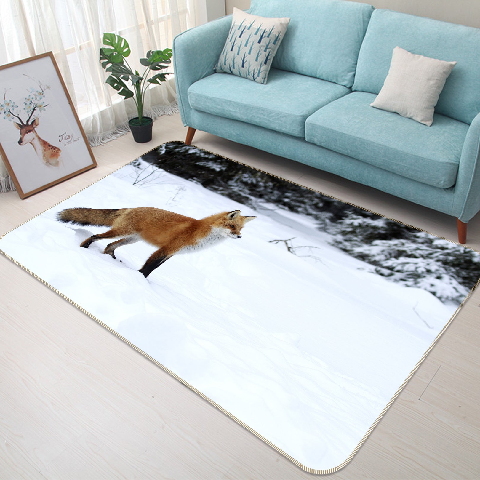 3D Fox Snowfield 38103 Animal Non Slip Rug Mat