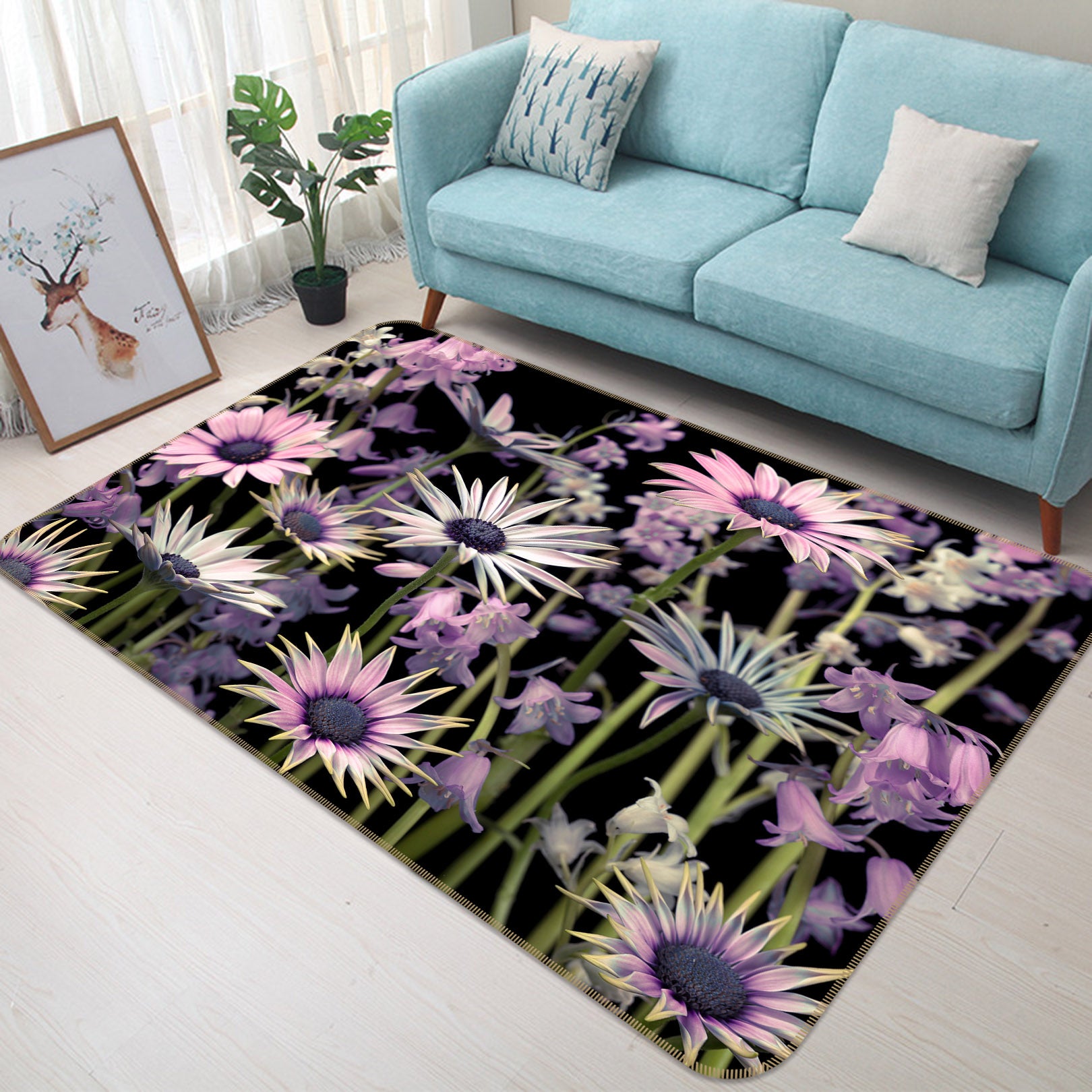 3D Flower Bush 83199 Assaf Frank Rug Non Slip Rug Mat