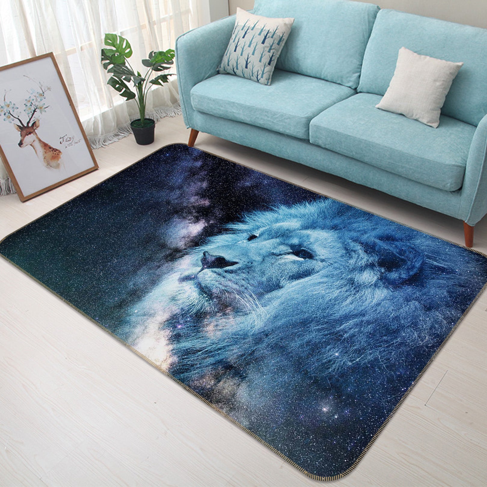 3D Lion Starry Sky 82131 Animal Non Slip Rug Mat