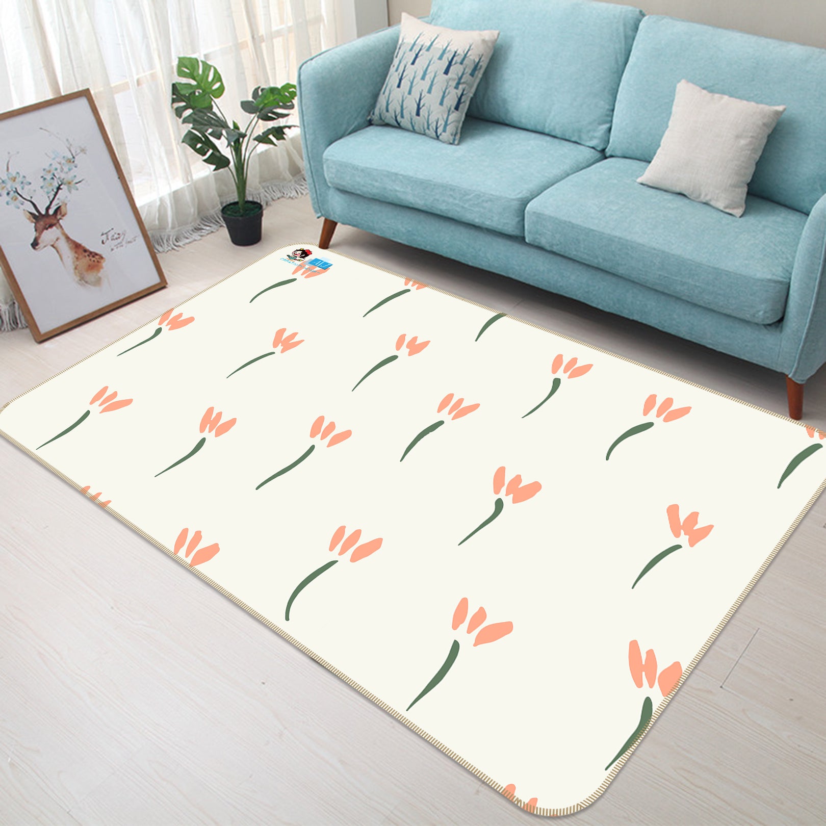 3D Flower Pattern 107143 Kashmira Jayaprakash Rug Non Slip Rug Mat