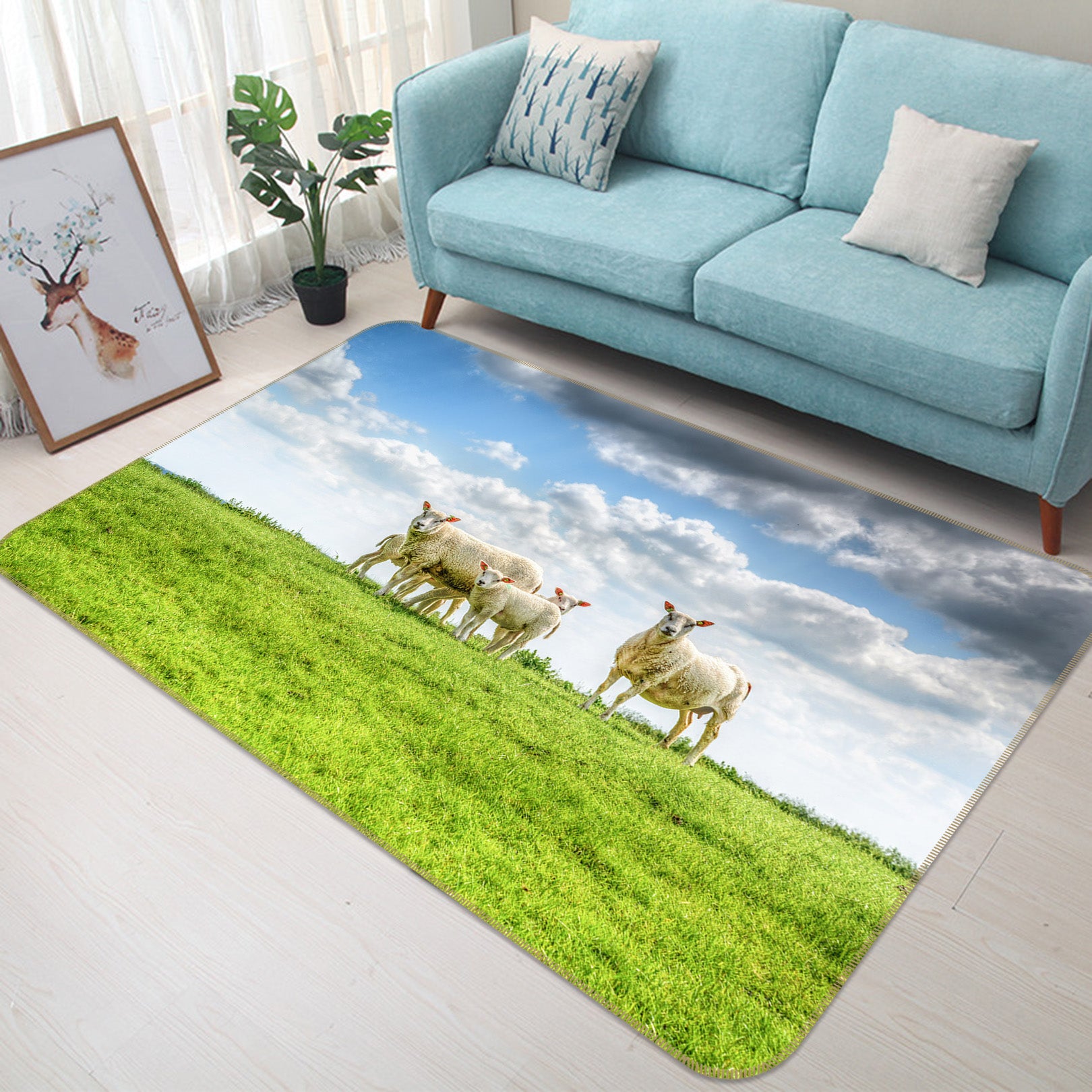 3D Sheep Lawn 82150 Animal Non Slip Rug Mat