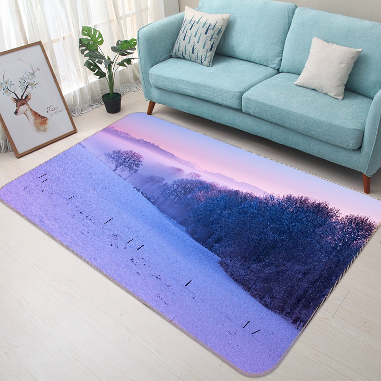 3D Snowfield Forest 83189 Assaf Frank Rug Non Slip Rug Mat