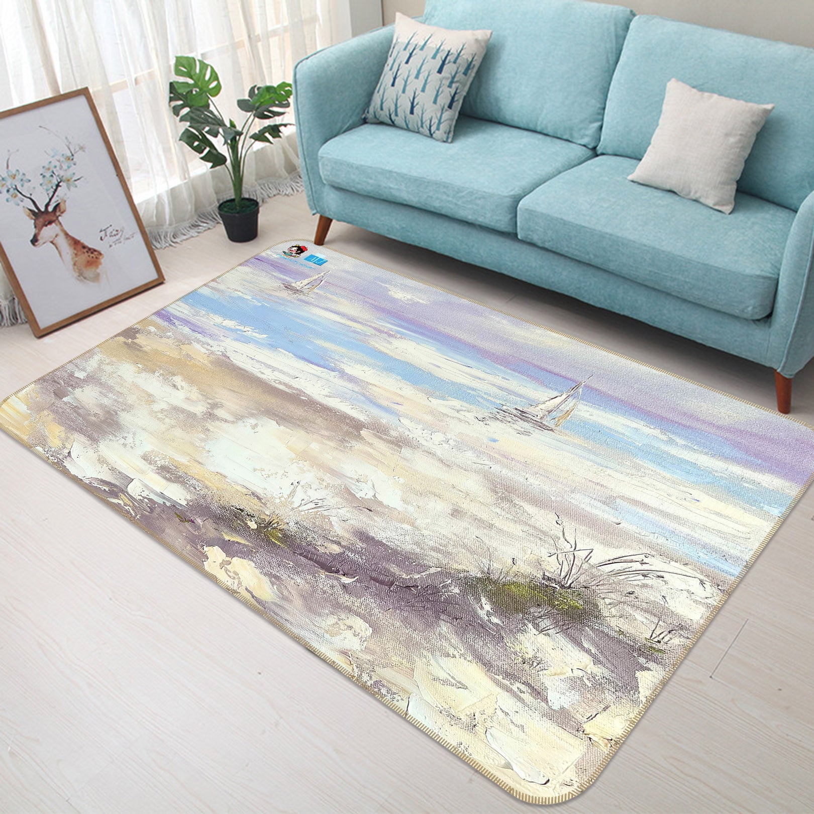 3D Hand Painted Waves 3833 Skromova Marina Rug Non Slip Rug Mat