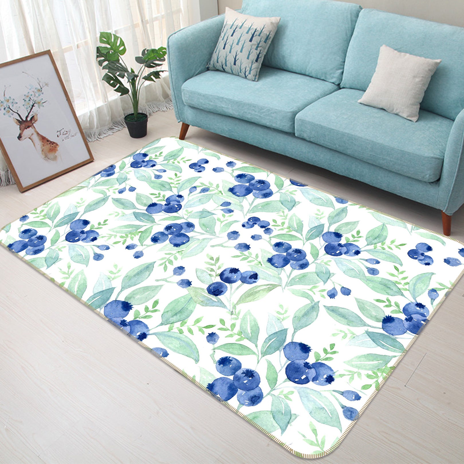 3D Blueberry Fruit 119 Uta Naumann Rug Non Slip Rug Mat