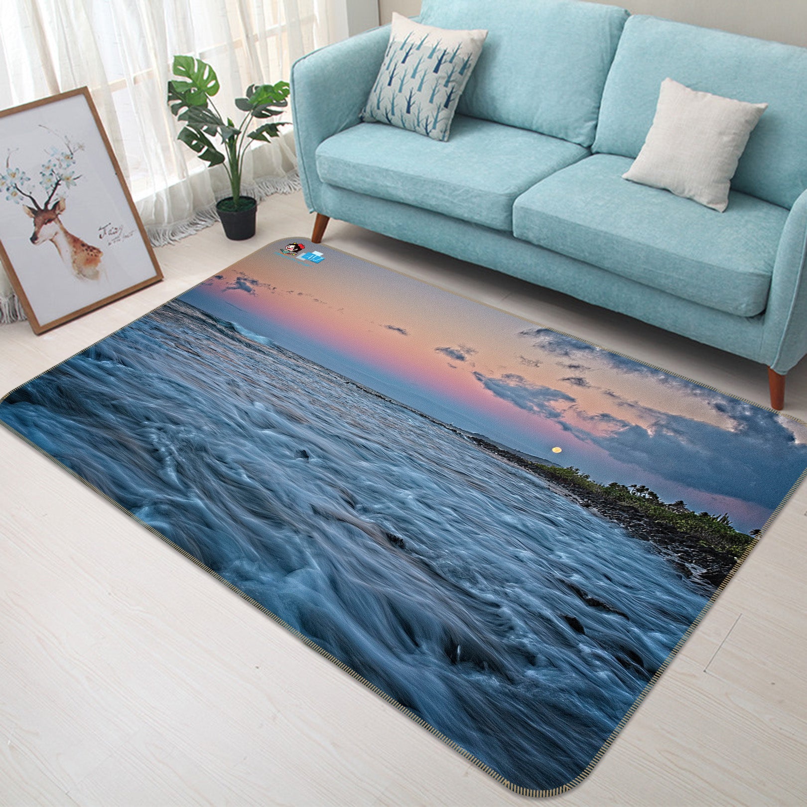 3D Sea Waves 62046 Kathy Barefield Rug Non Slip Rug Mat