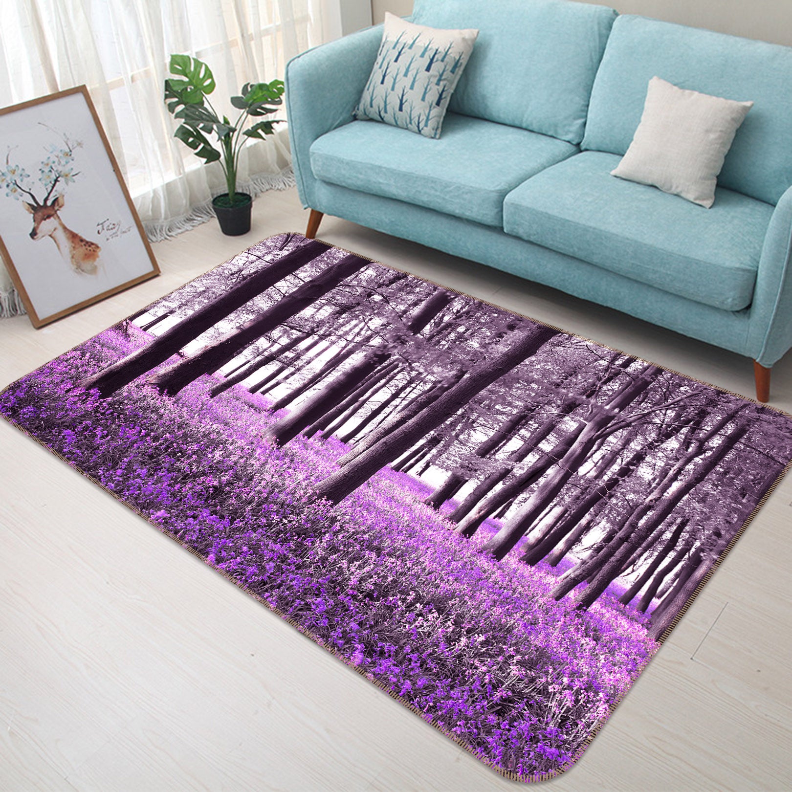 3D Purple Forest 83210 Assaf Frank Rug Non Slip Rug Mat