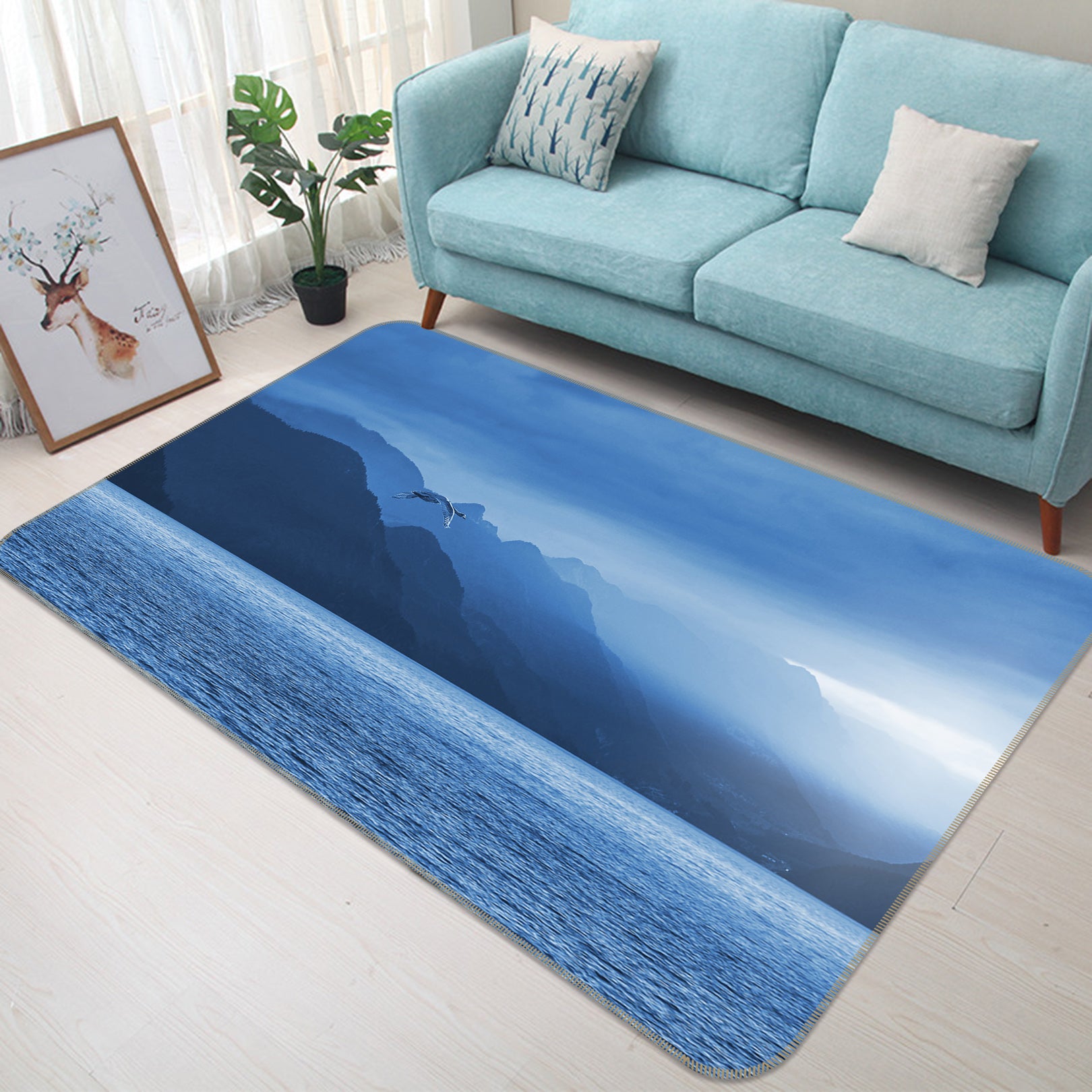 3D Mountains Lake 82126 Animal Non Slip Rug Mat