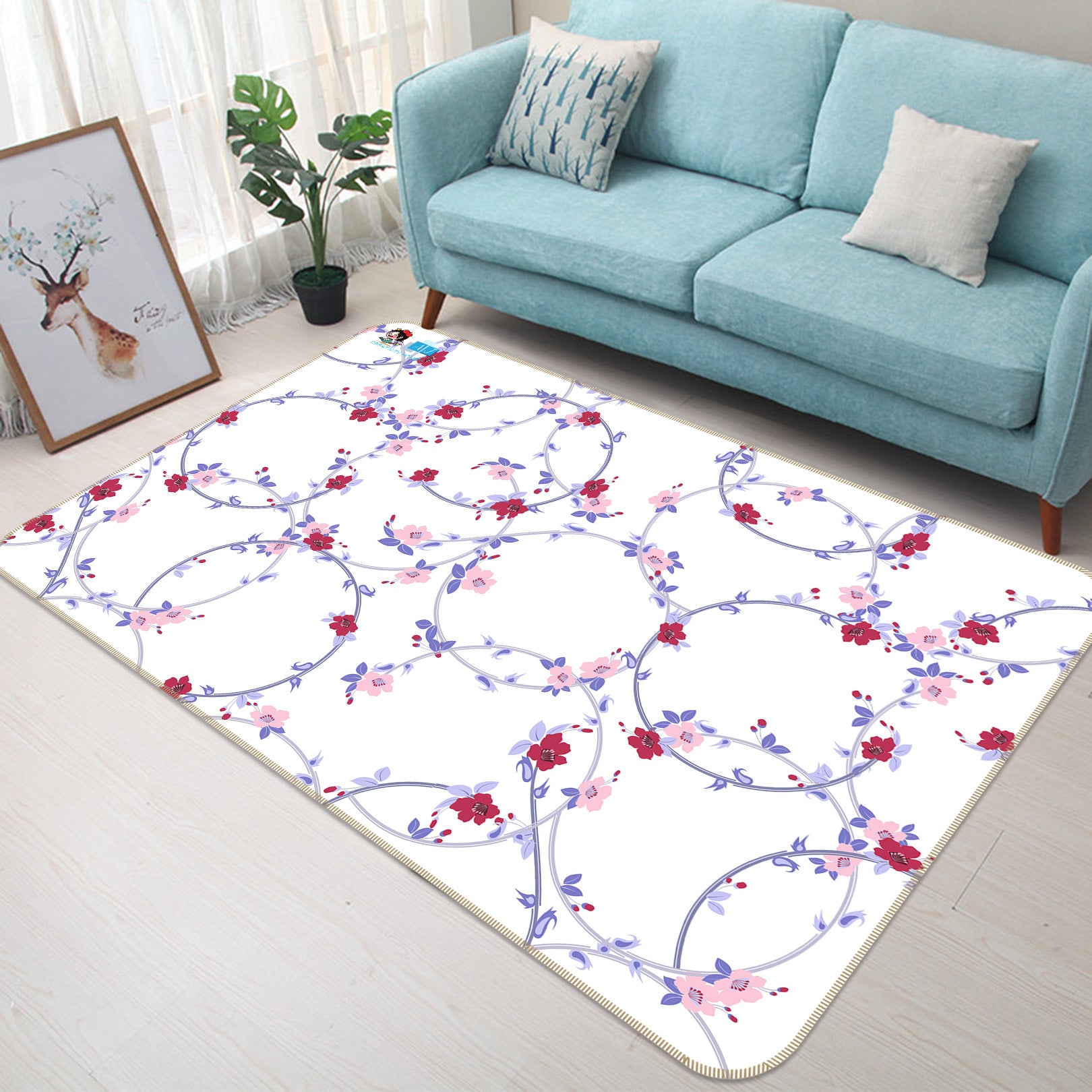 3D Flower Wreath 10759 Kashmira Jayaprakash Rug Non Slip Rug Mat