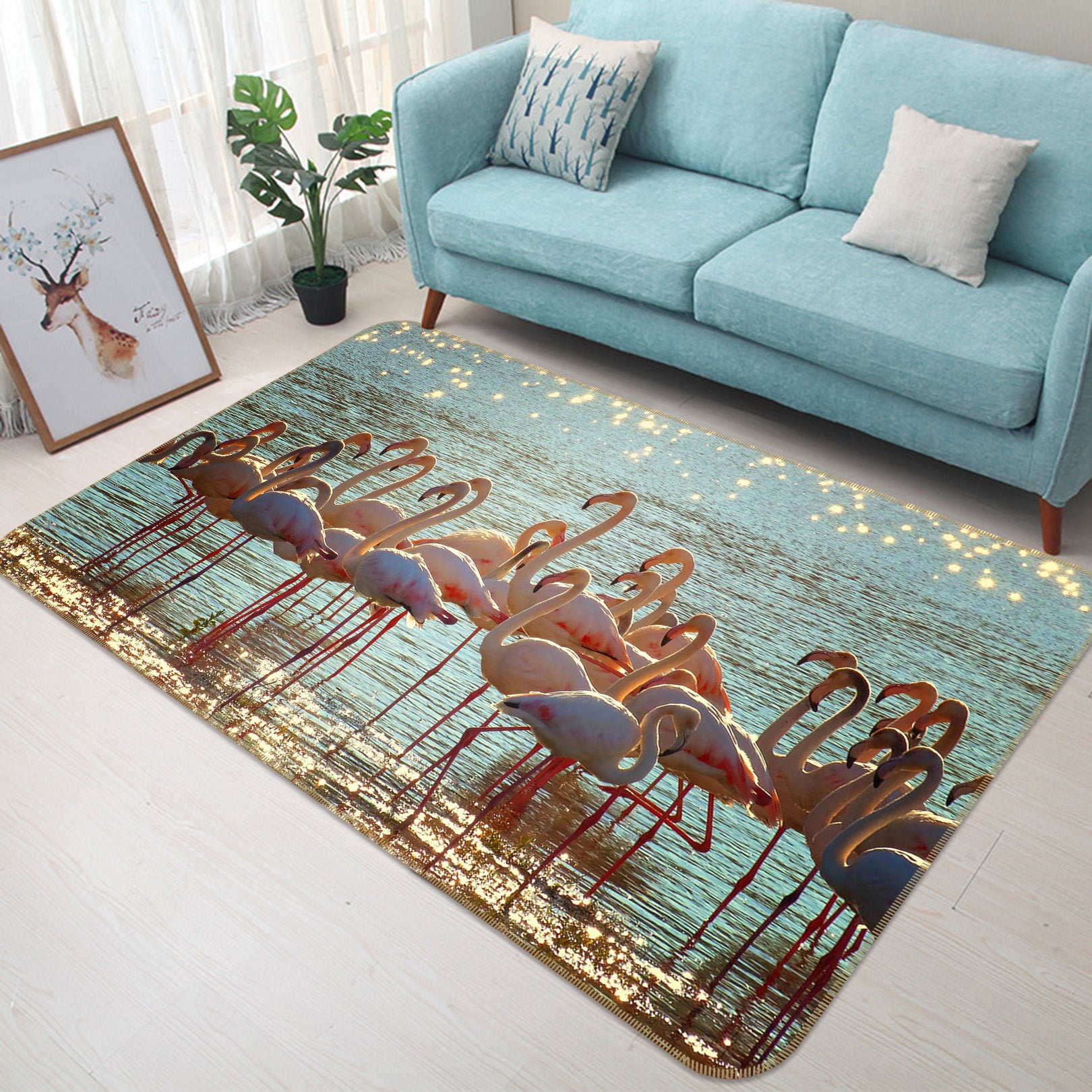 3D Many Flamingos 82099 Animal Non Slip Rug Mat