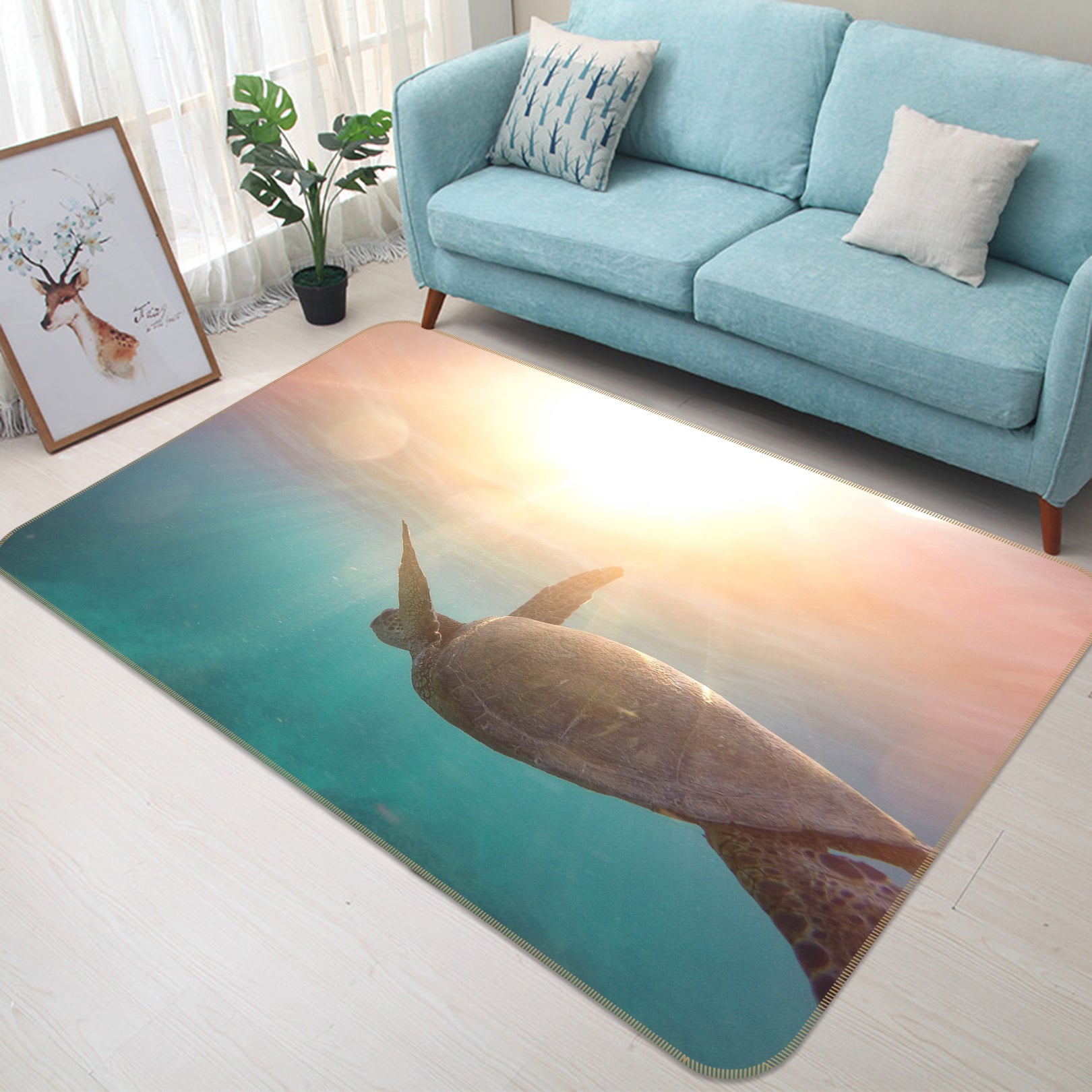 3D Sea Turtle 82147 Animal Non Slip Rug Mat