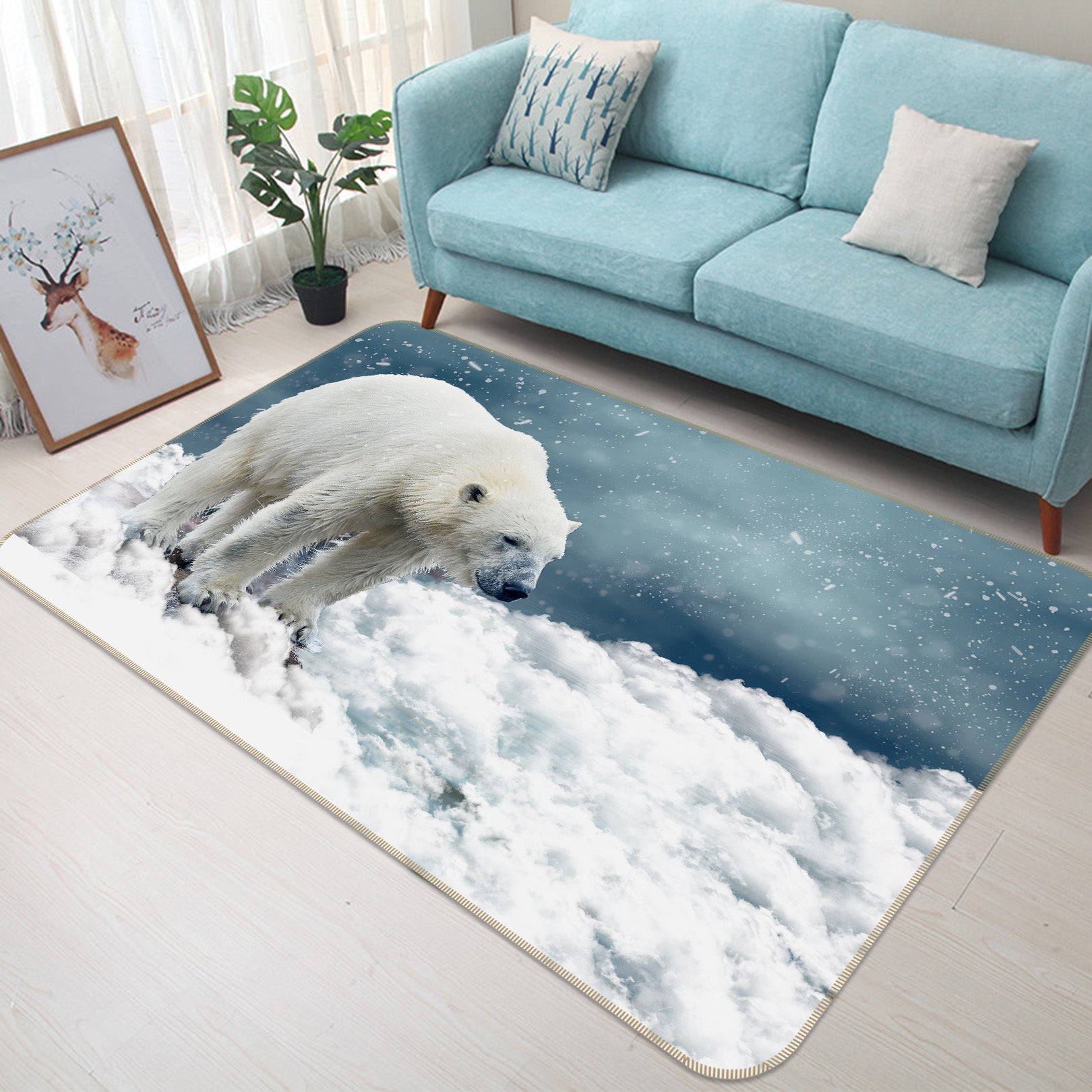 3D Snow Polar Bear 69007 Animal Non Slip Rug Mat