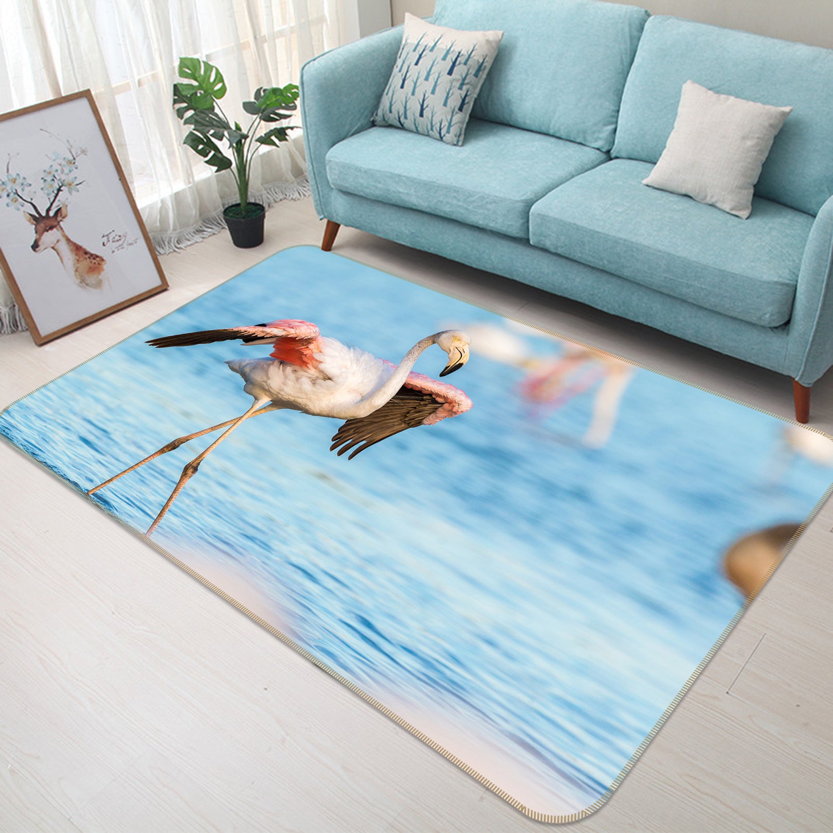 3D Seaside Flamingo 82098 Animal Non Slip Rug Mat