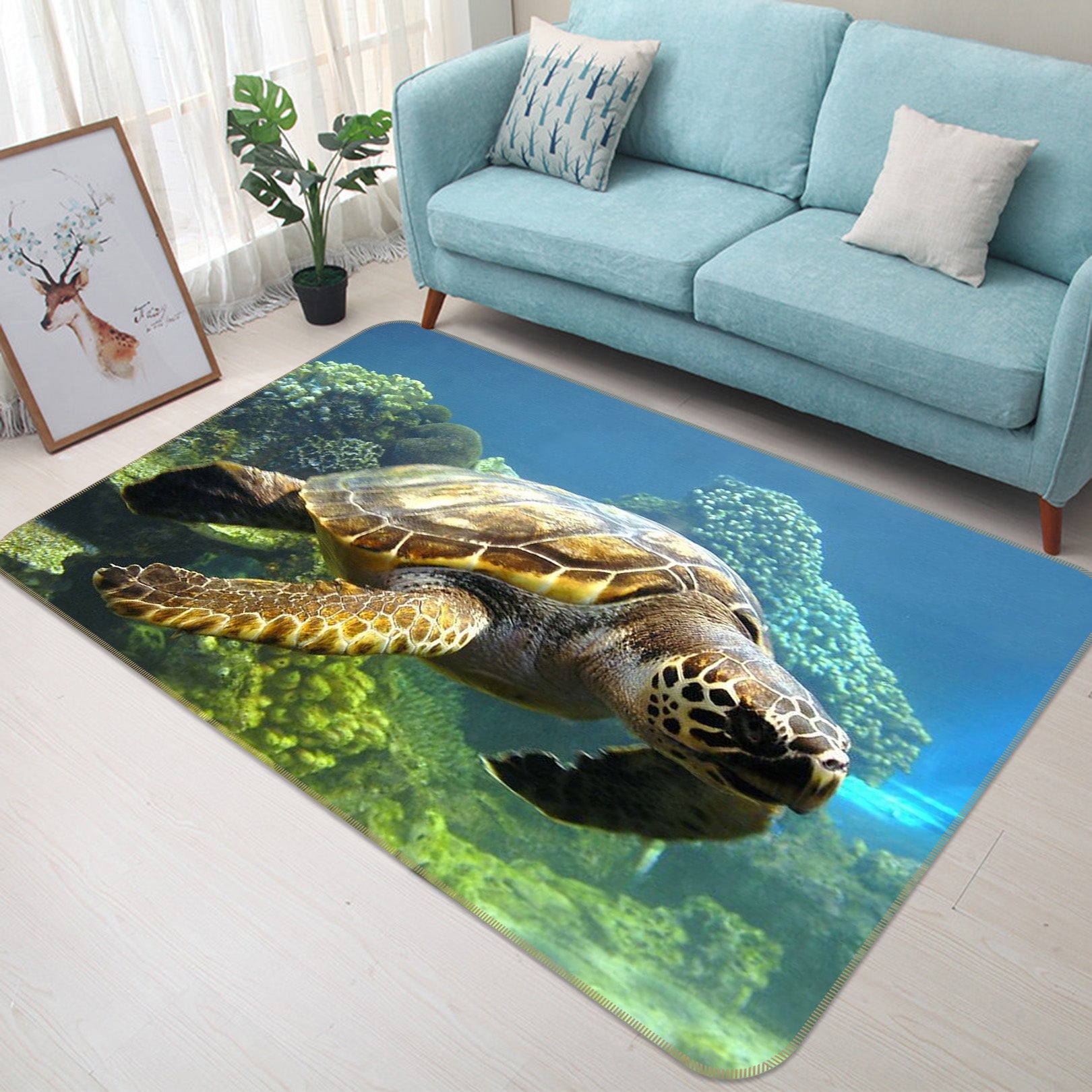 3D Sea Turtle 68229 Animal Non Slip Rug Mat