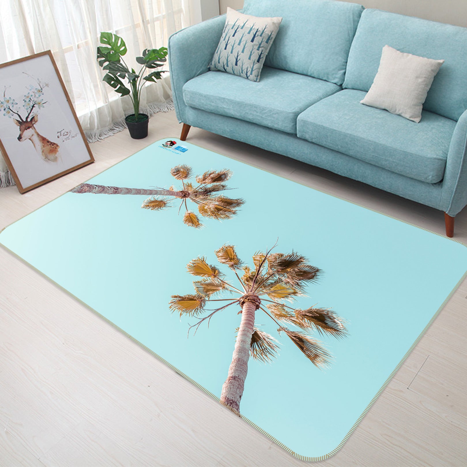 3D Sky Coconut Tree 6850 Assaf Frank Rug Non Slip Rug Mat