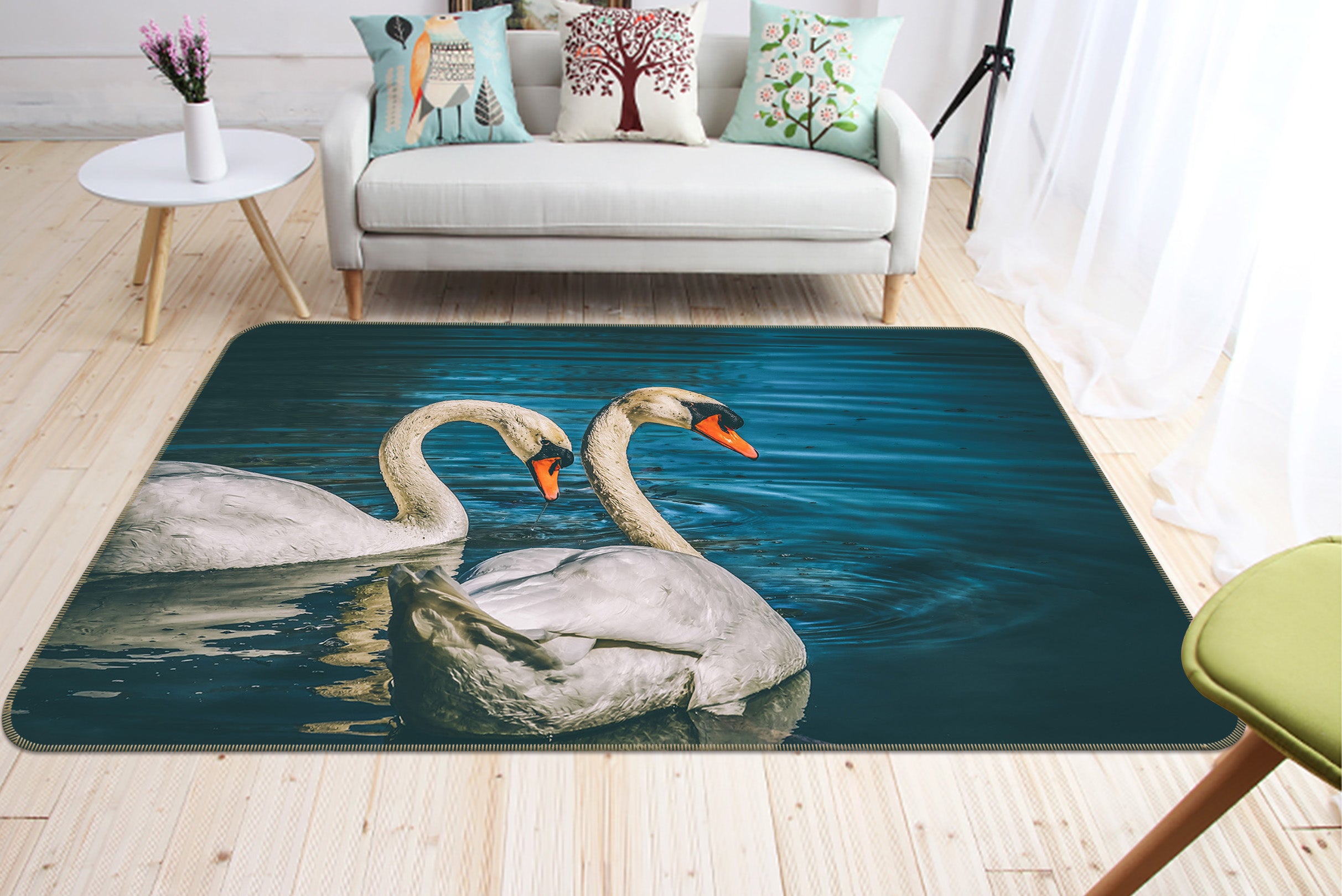 3D Swan Lake 82155 Animal Non Slip Rug Mat