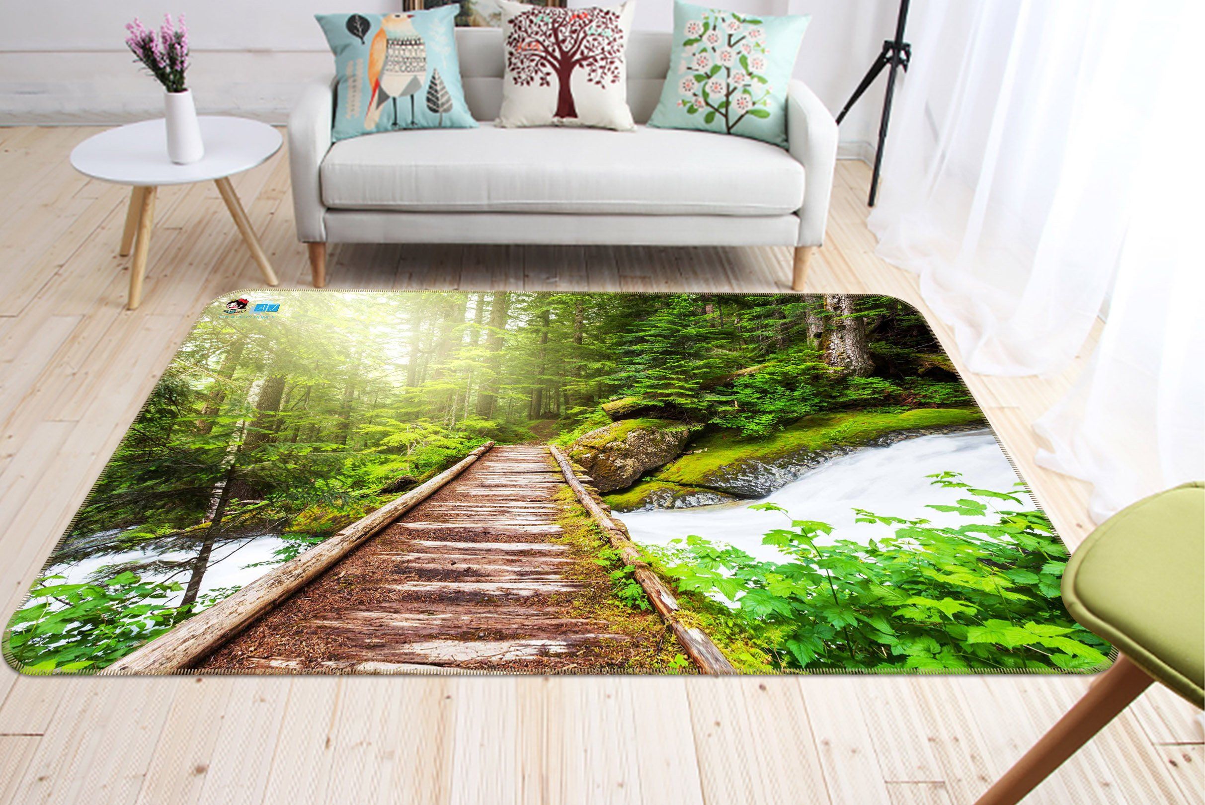 3D Wood Bridge 514 Non Slip Rug Mat Mat AJ Creativity Home 