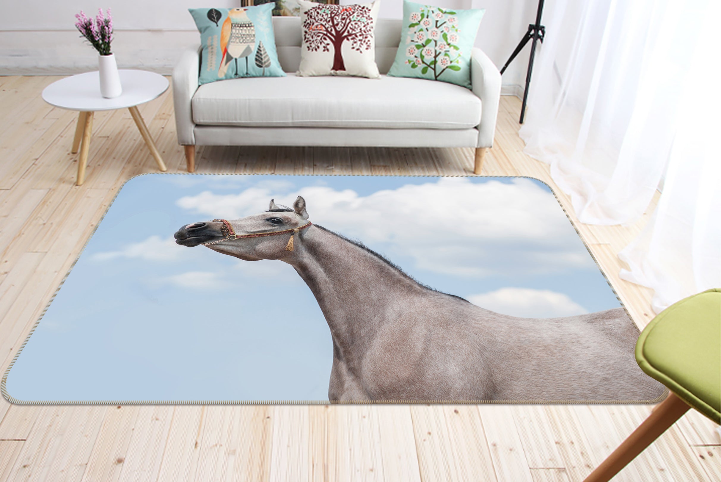 3D White Horse 82120 Animal Non Slip Rug Mat