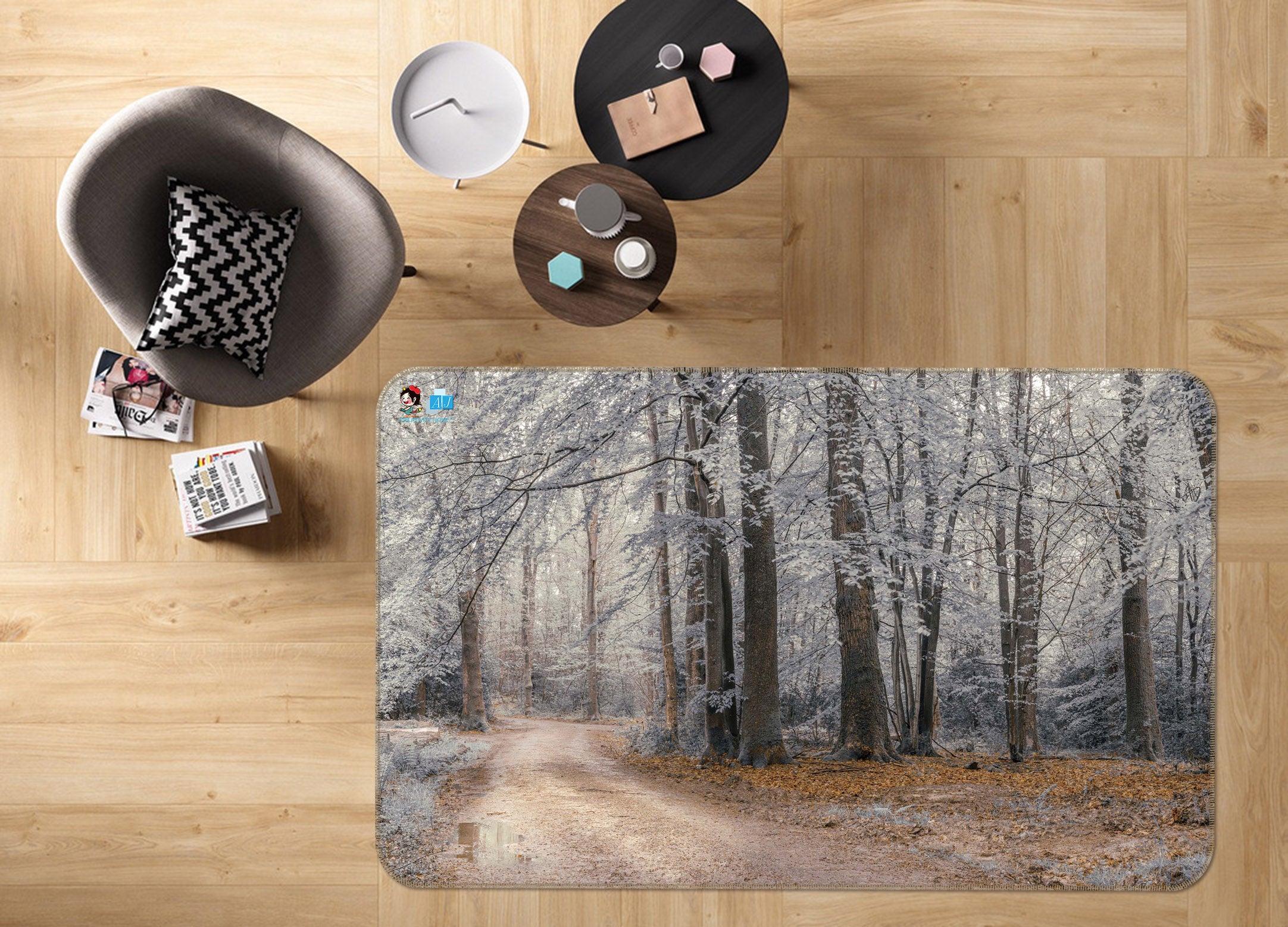 3D Forest Trees 6781 Assaf Frank Rug Non Slip Rug Mat