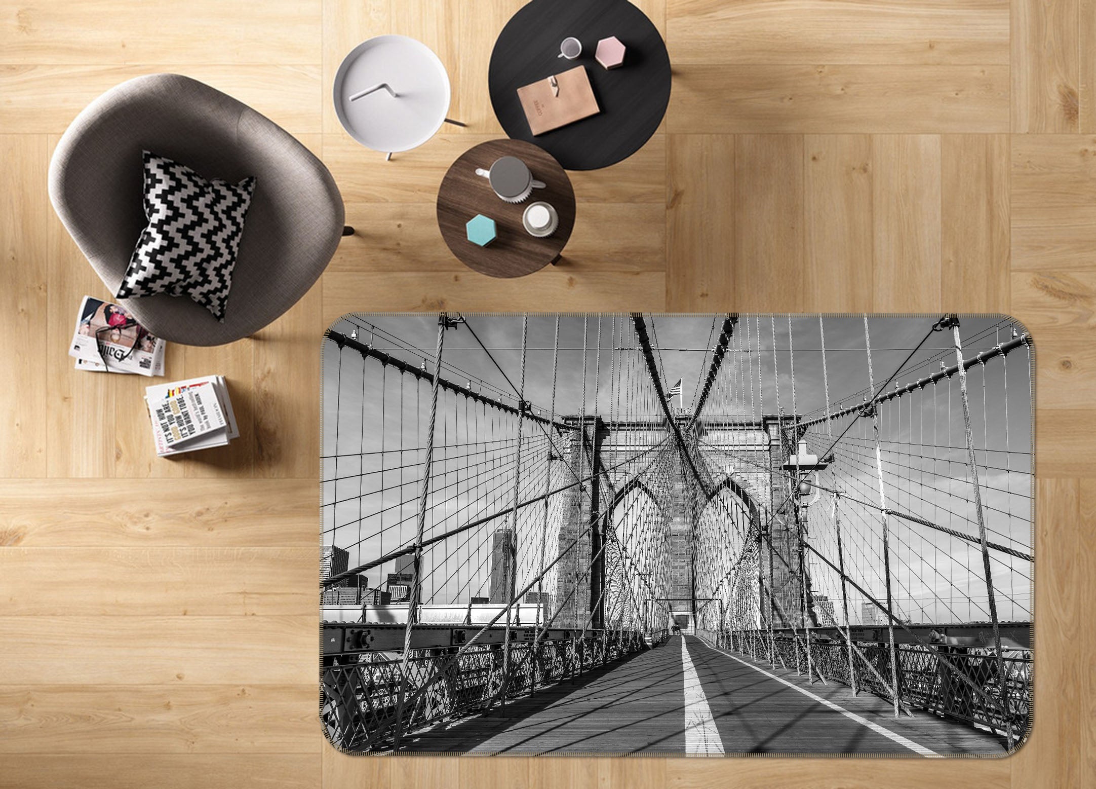 3D Black Ash Bridge 83237 Assaf Frank Rug Non Slip Rug Mat