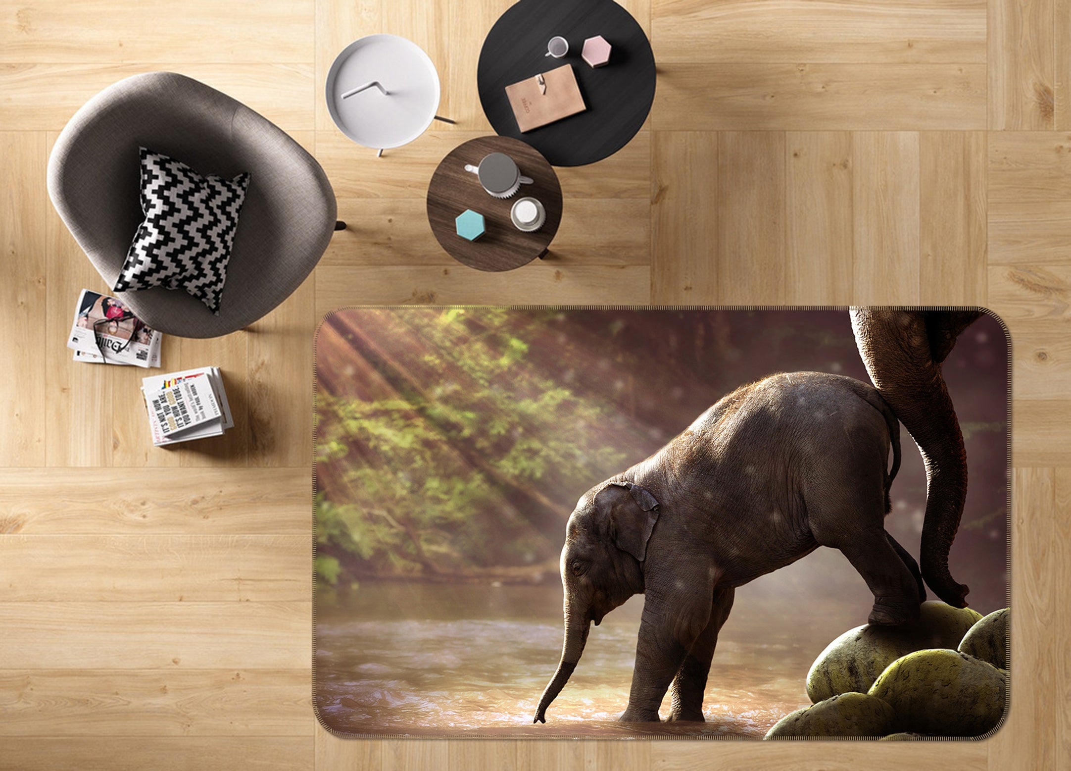 3D Elephant 82093 Animal Non Slip Rug Mat