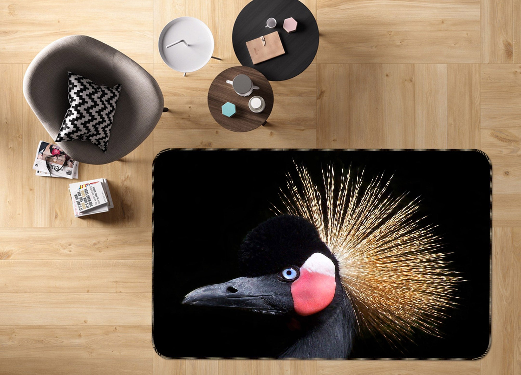 3D Crown Crane 69014 Animal Non Slip Rug Mat