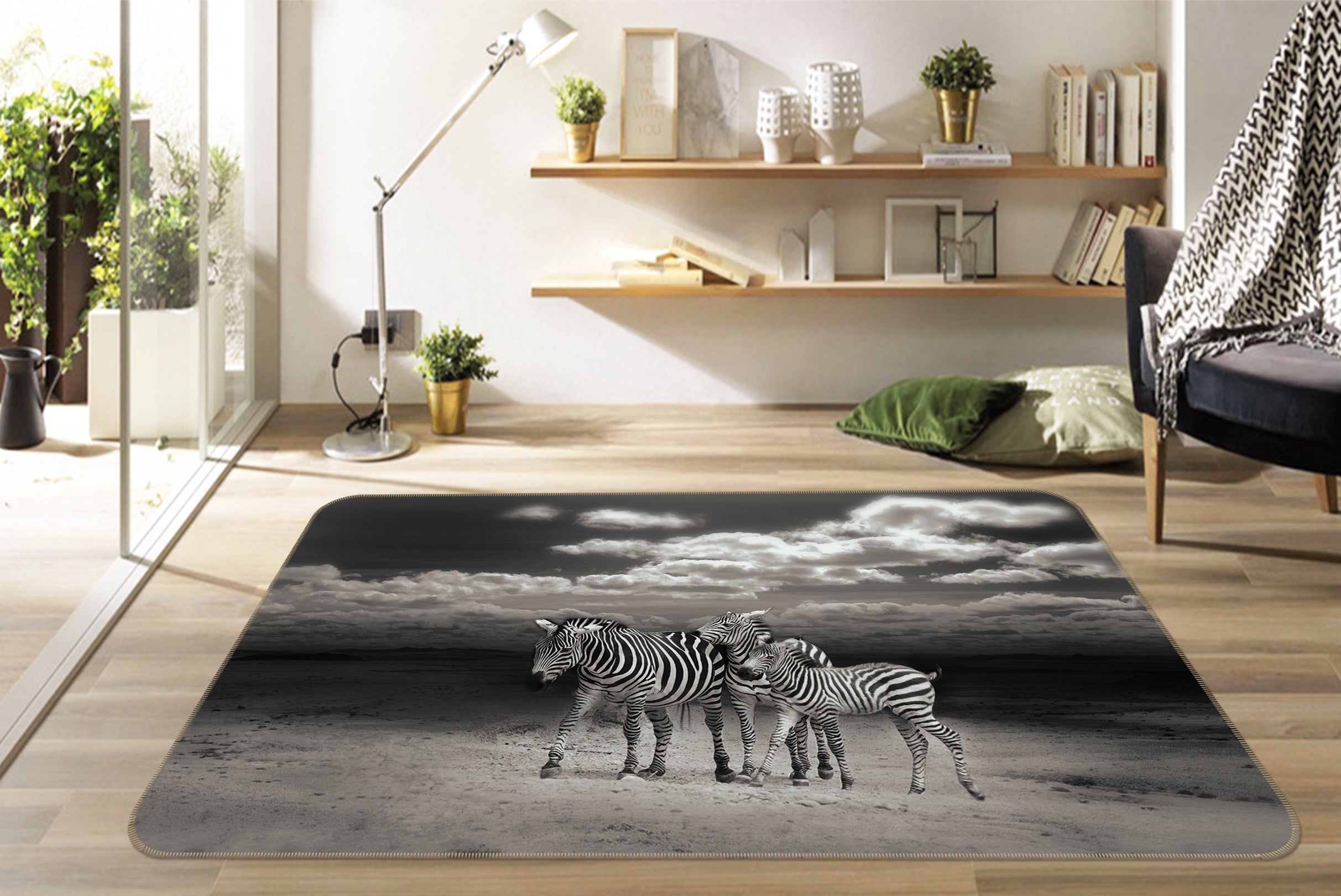 3D Three Zebras 82172 Animal Non Slip Rug Mat