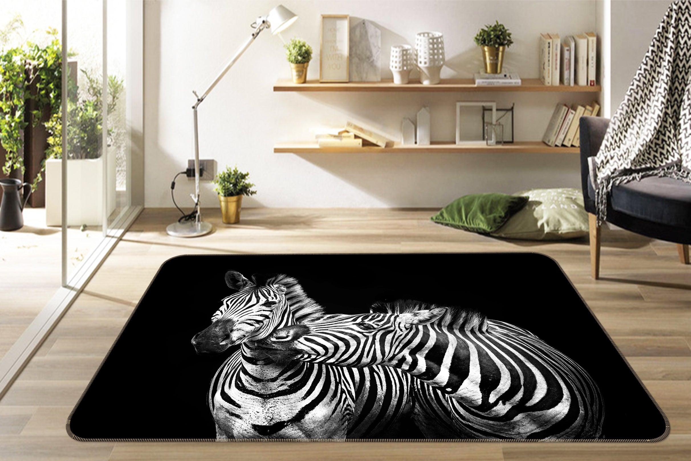 3D Black White Zebras 82173 Animal Non Slip Rug Mat